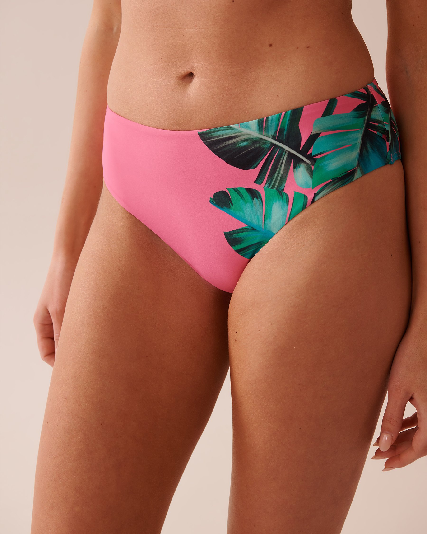 LA VIE EN ROSE AQUA Bas de bikini cheeky taille mi-haute PINK PALM Rose/Feuilles de palmier 70300708 - View1