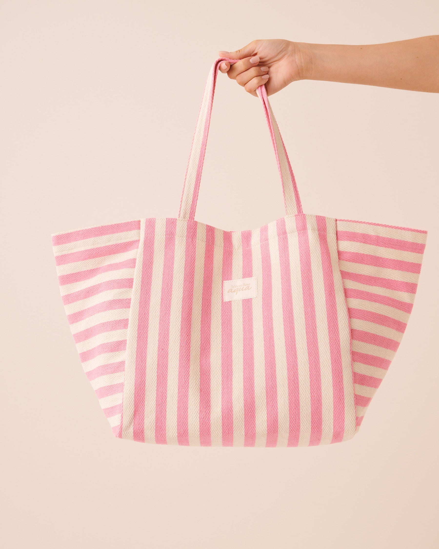 LA VIE EN ROSE AQUA Sac de plage tissage chevron Rayures roses 80500136 - View1