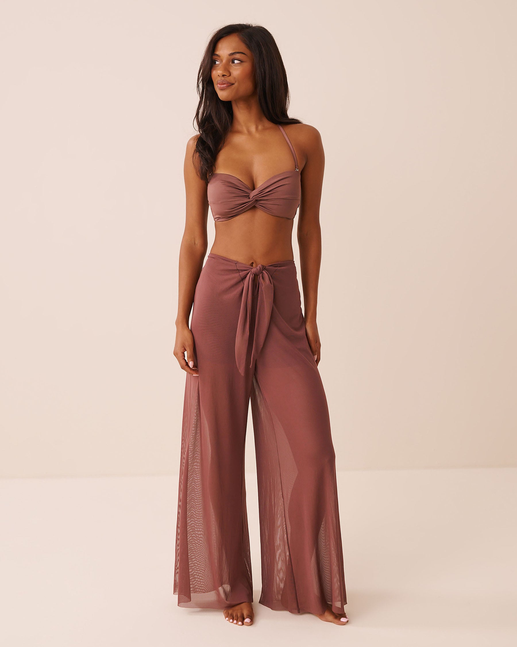 LA VIE EN ROSE AQUA Mesh Pants Coffee Brown 80200106 - View3