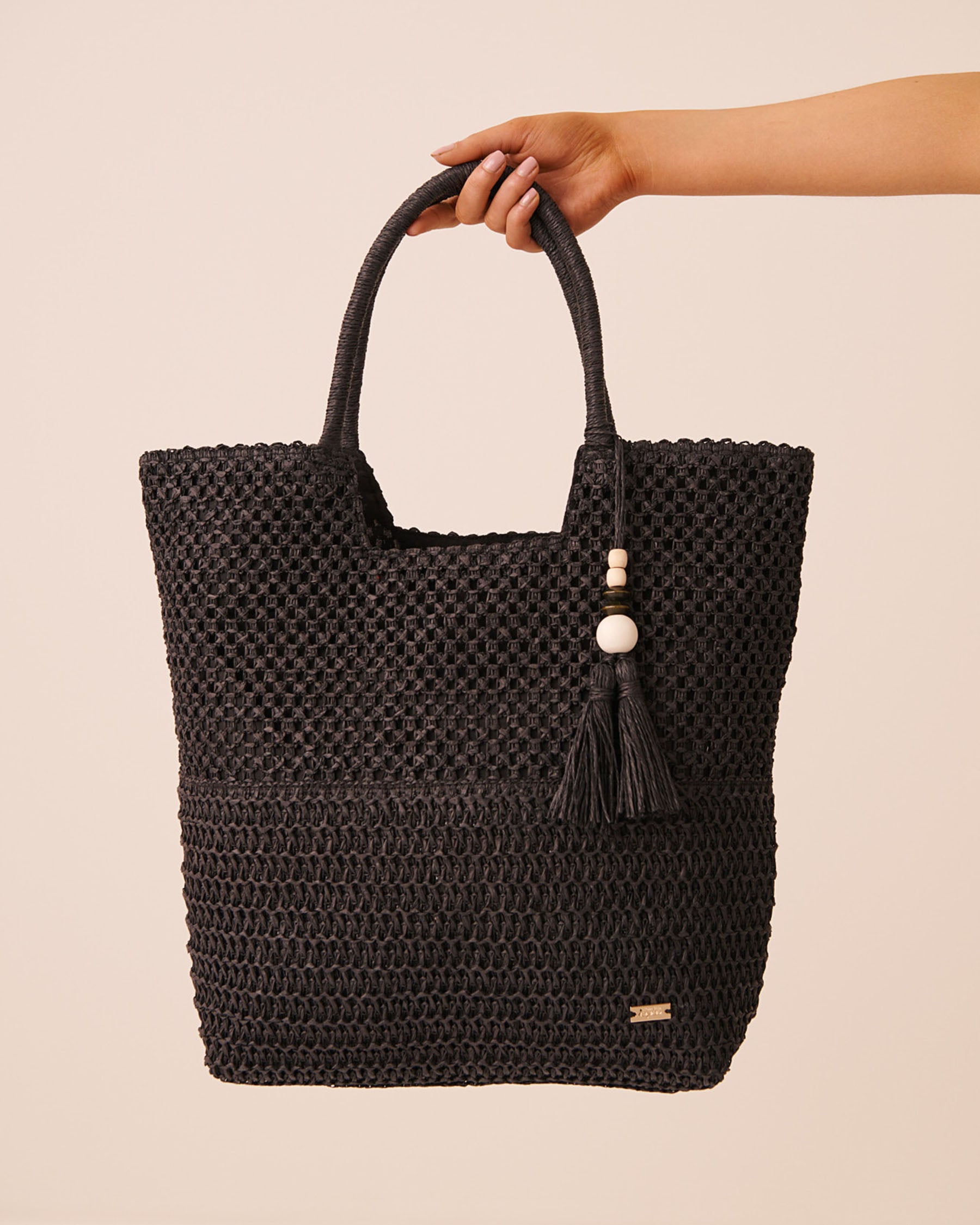 LA VIE EN ROSE AQUA Sac carré en paille Noir 80500138 - View1
