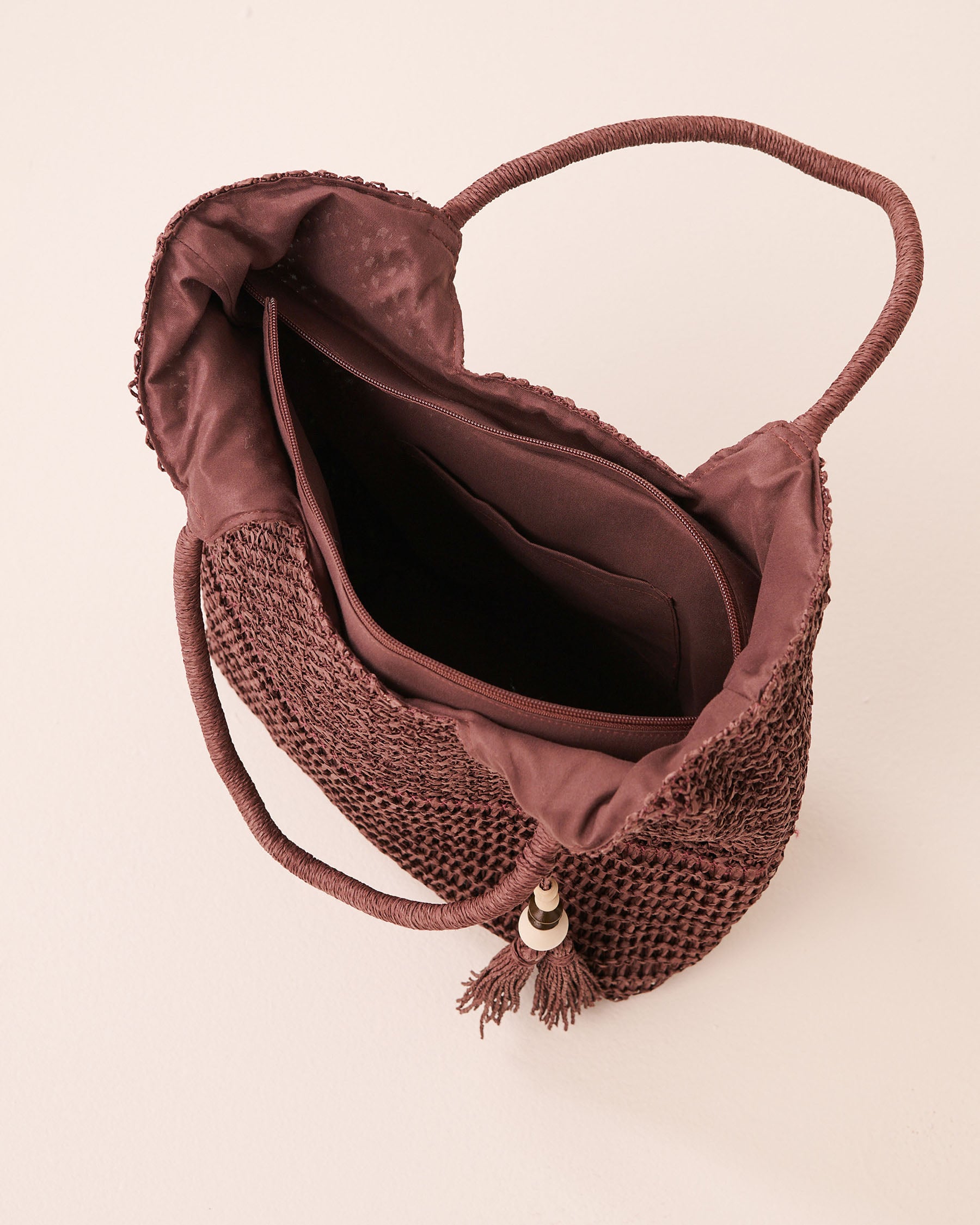 LA VIE EN ROSE AQUA Sac carré en paille Brun café 80500138 - View2
