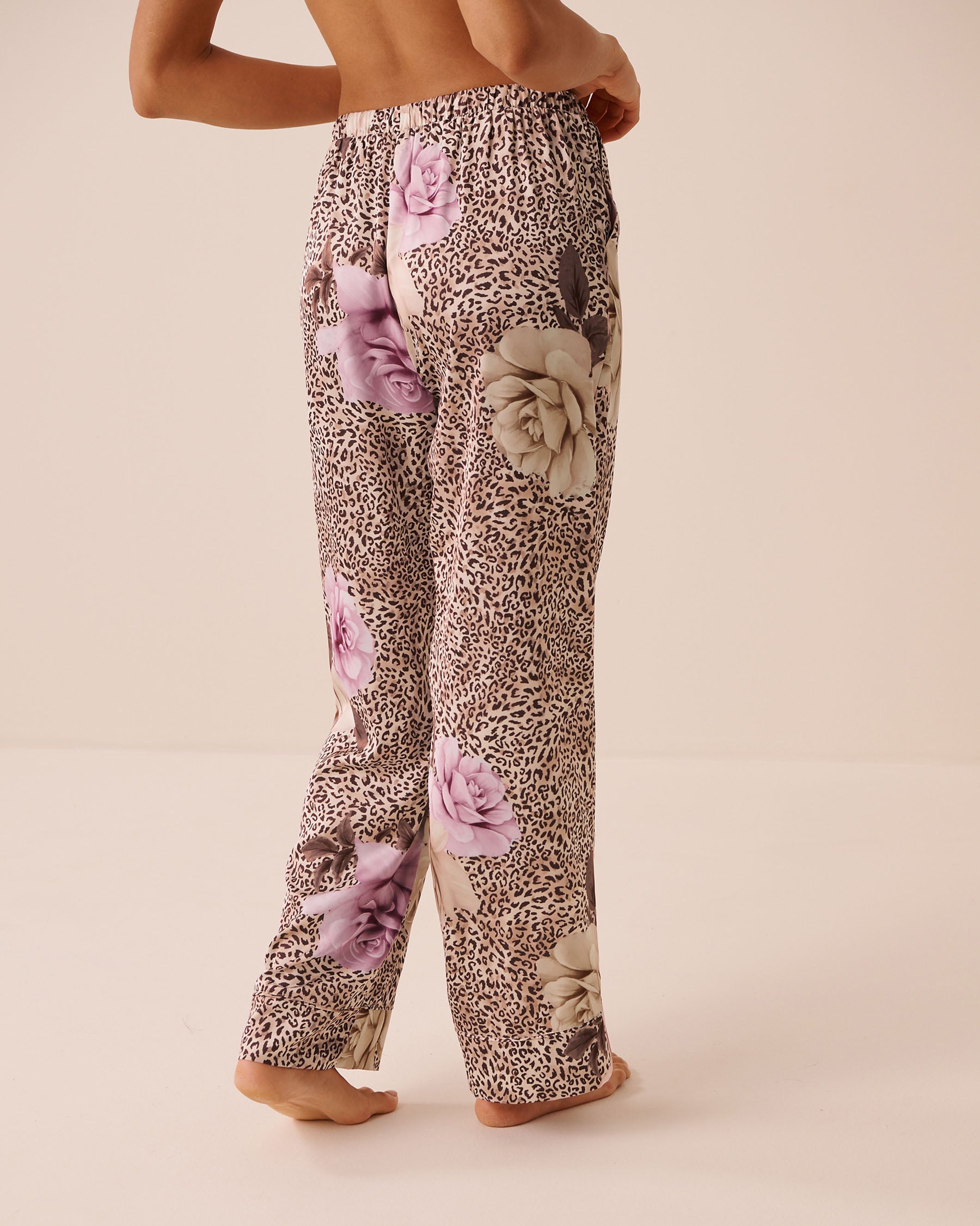 LA VIE EN ROSE Floral Leopard Print Satin Pants Floral Leopard 60200197 - View2