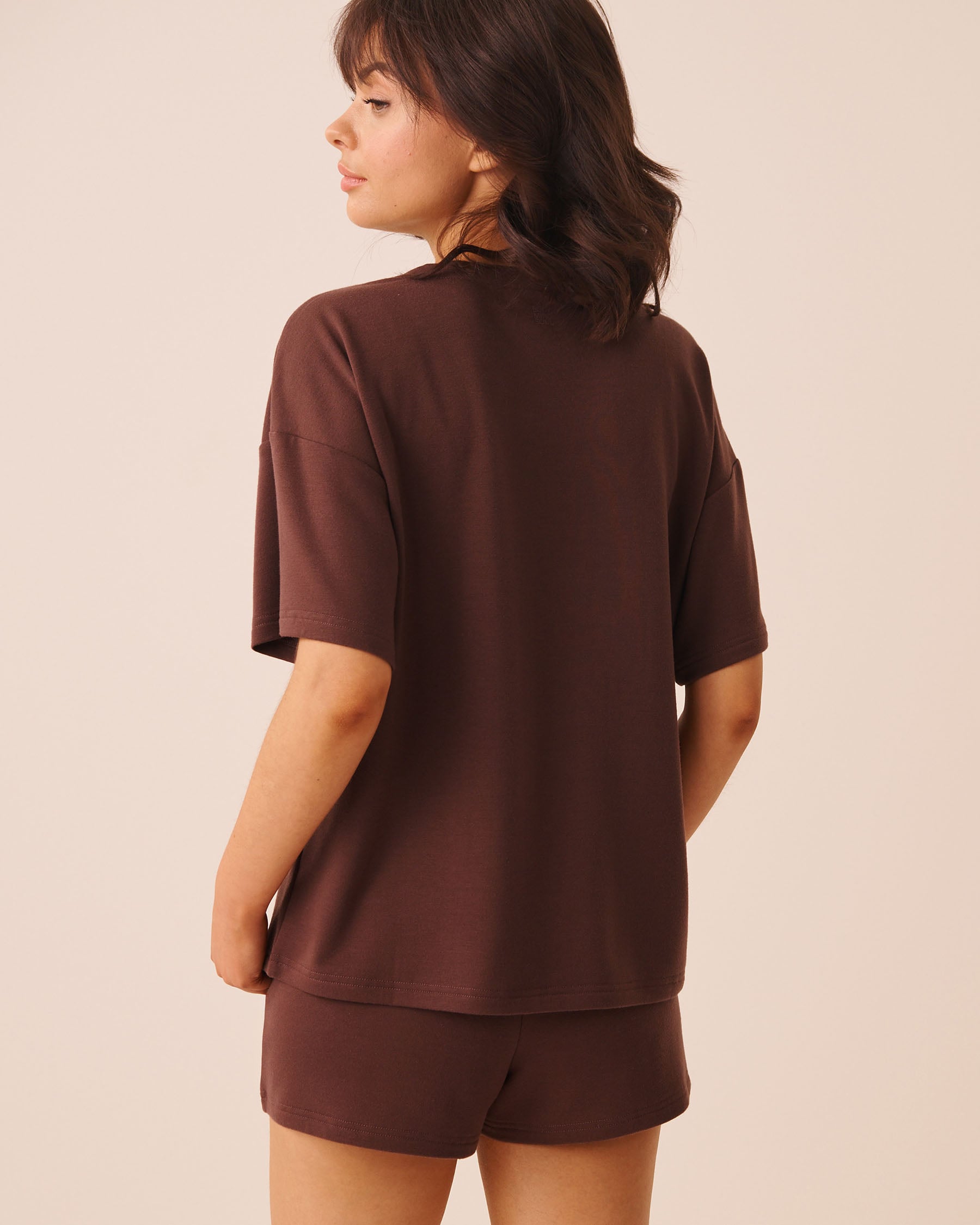 LA VIE EN ROSE French Terry Short Sleeve T-shirt Brown 50100140 - View2