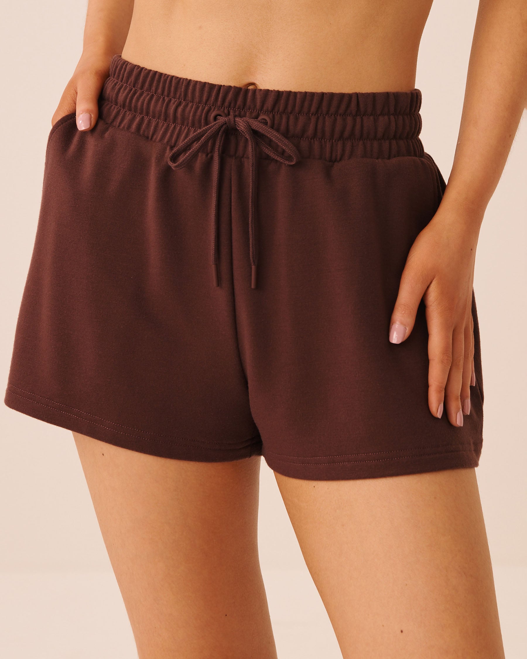 LA VIE EN ROSE French Terry Shorts Brown 50200122 - View1