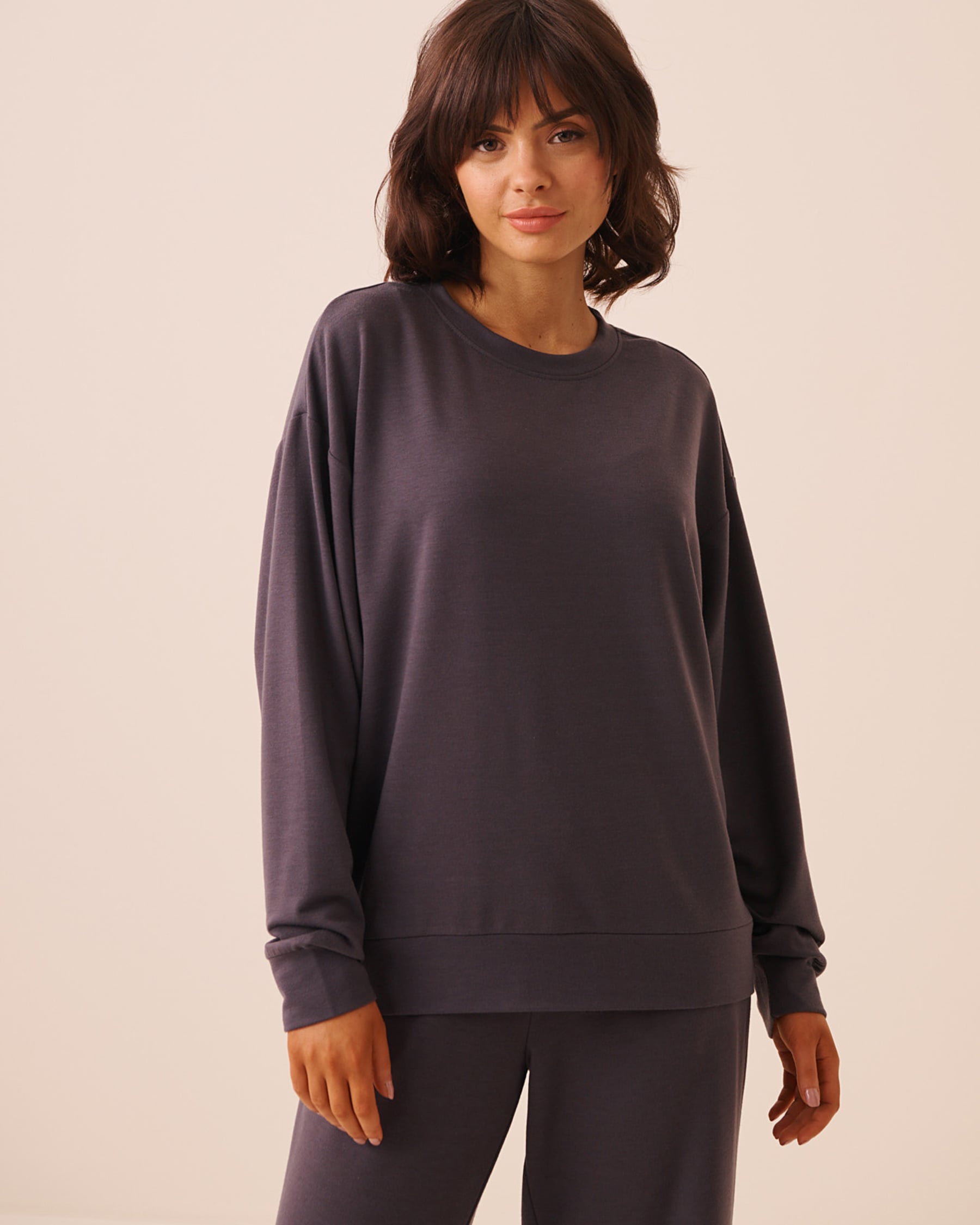 LA VIE EN ROSE French Terry Sweatshirt Anthracite 50100139 - View1