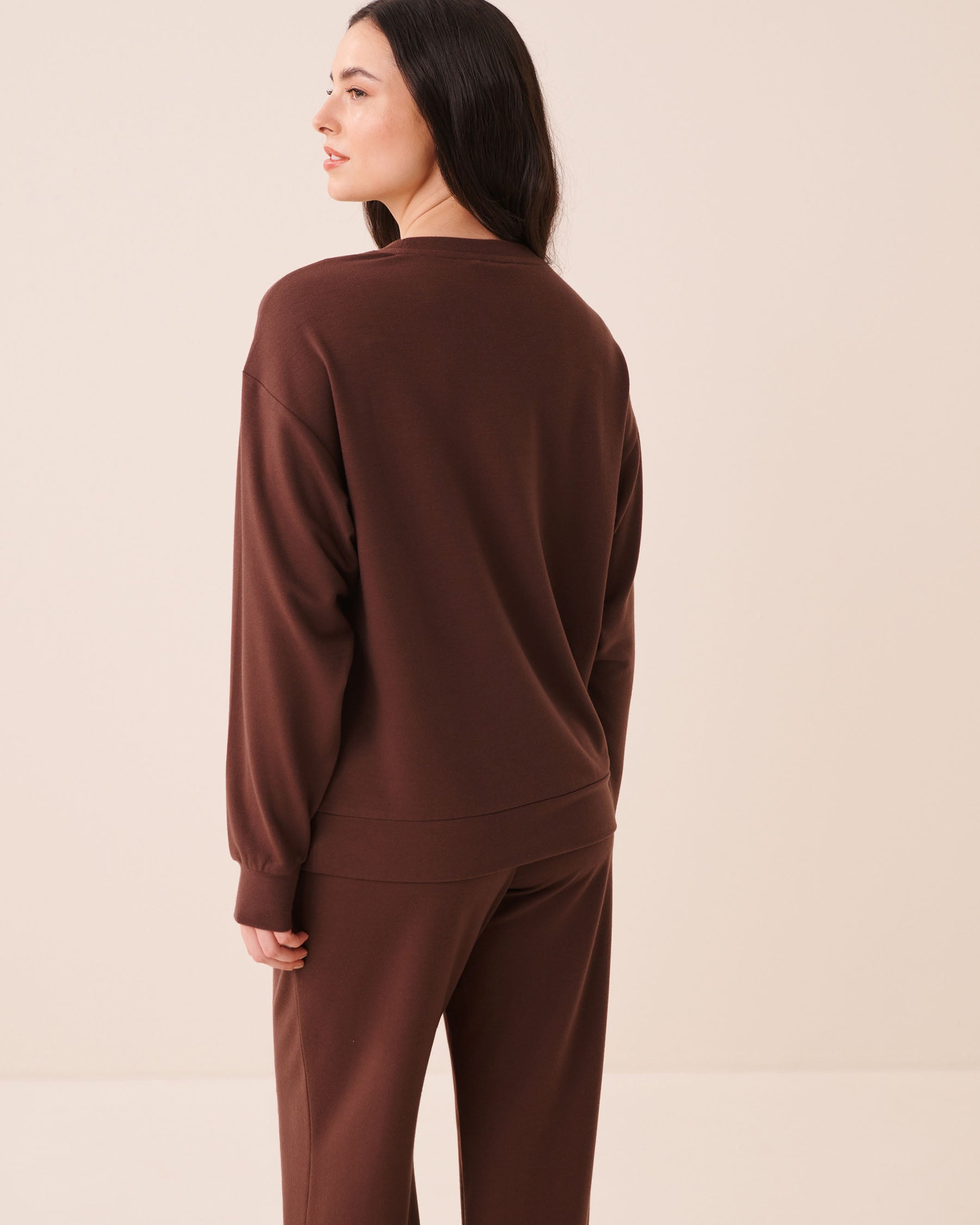 LA VIE EN ROSE French Terry Sweatshirt Brown 50100139 - View2