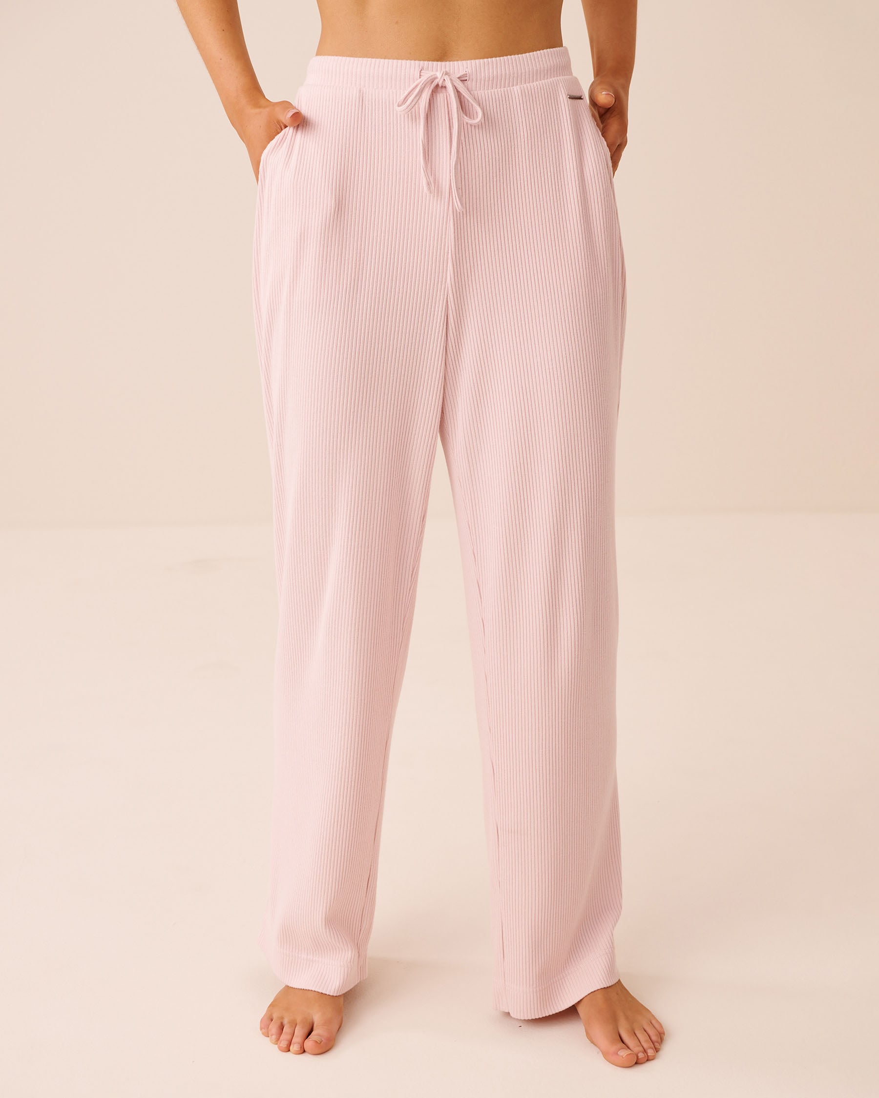LA VIE EN ROSE Pantalon en maille côtelée Rose 50200121 - View1