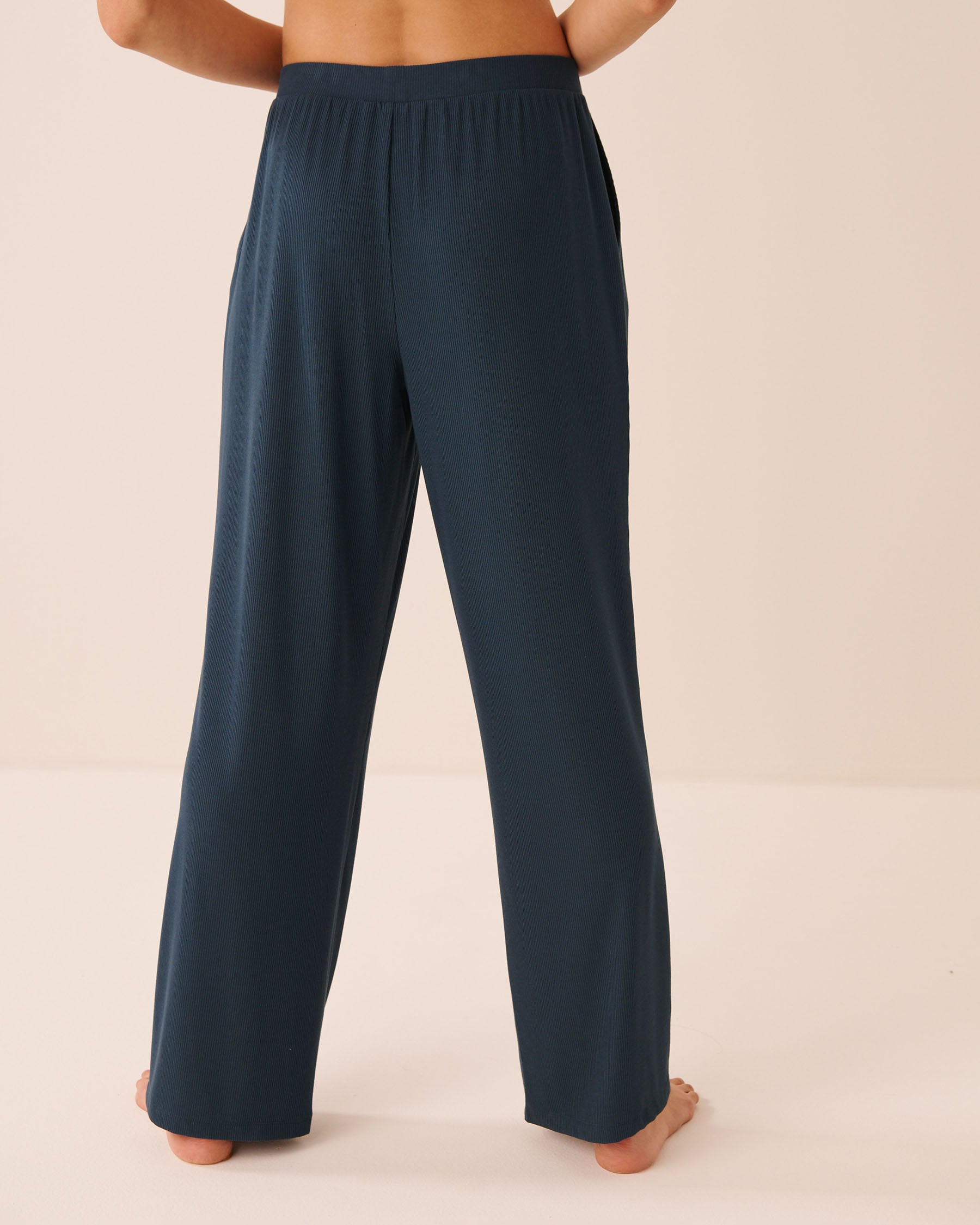 LA VIE EN ROSE Ribbed Modal Pants Midnight Navy 50200124 - View2