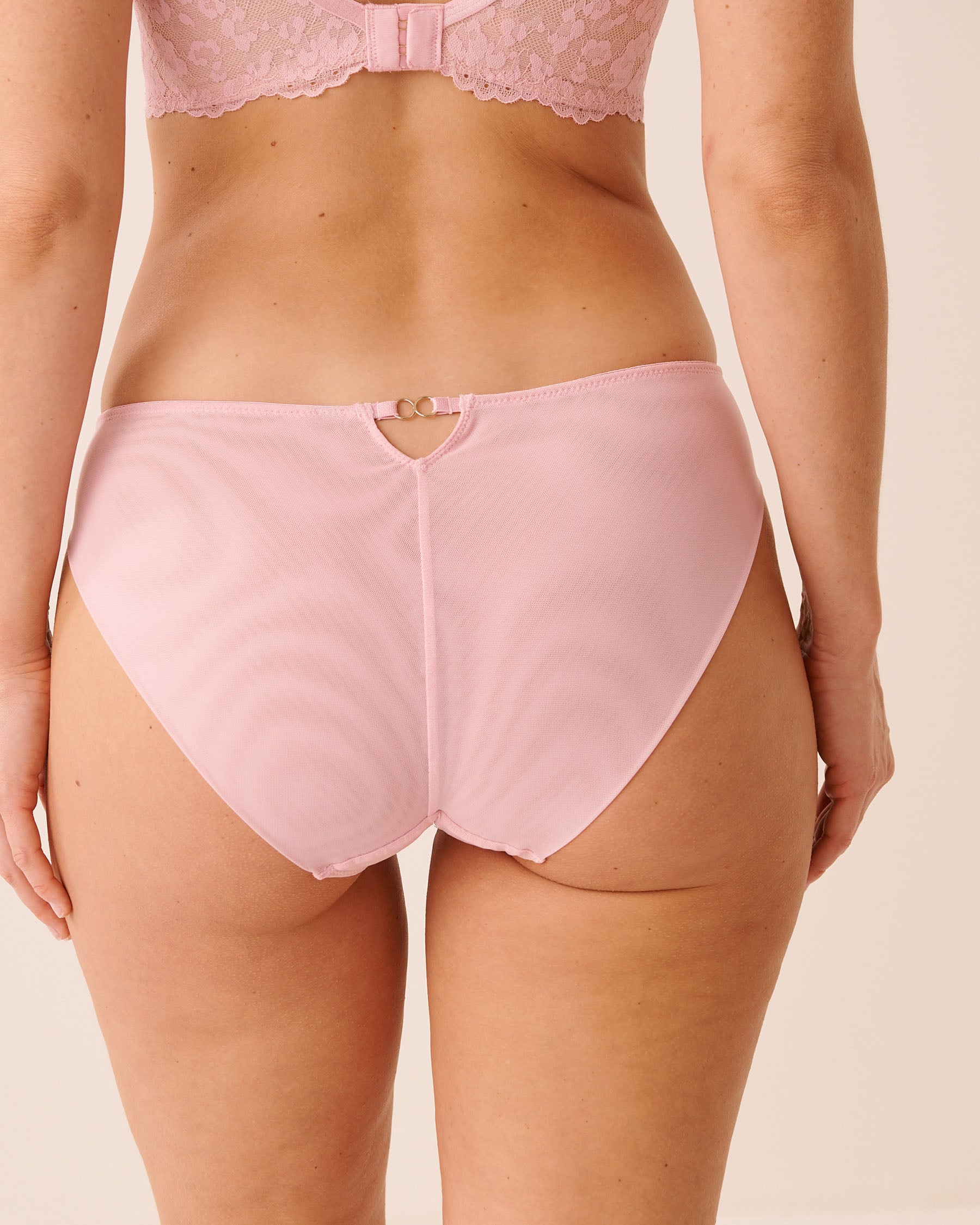 LA VIE EN ROSE Culotte bikini en dentelle et résille à découpe Léopard rose 20300525 - View2