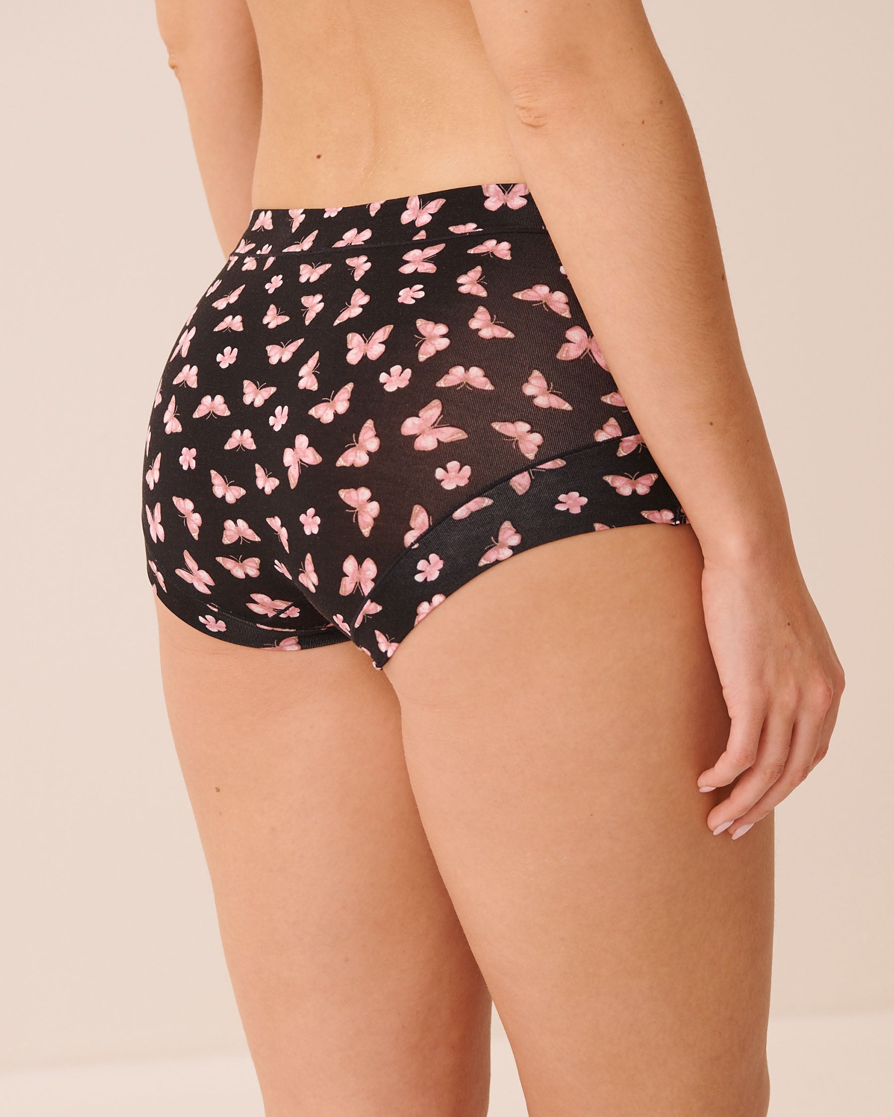LA VIE EN ROSE Modal Boyshort Panty Black/Butterflies 20200831 - View2