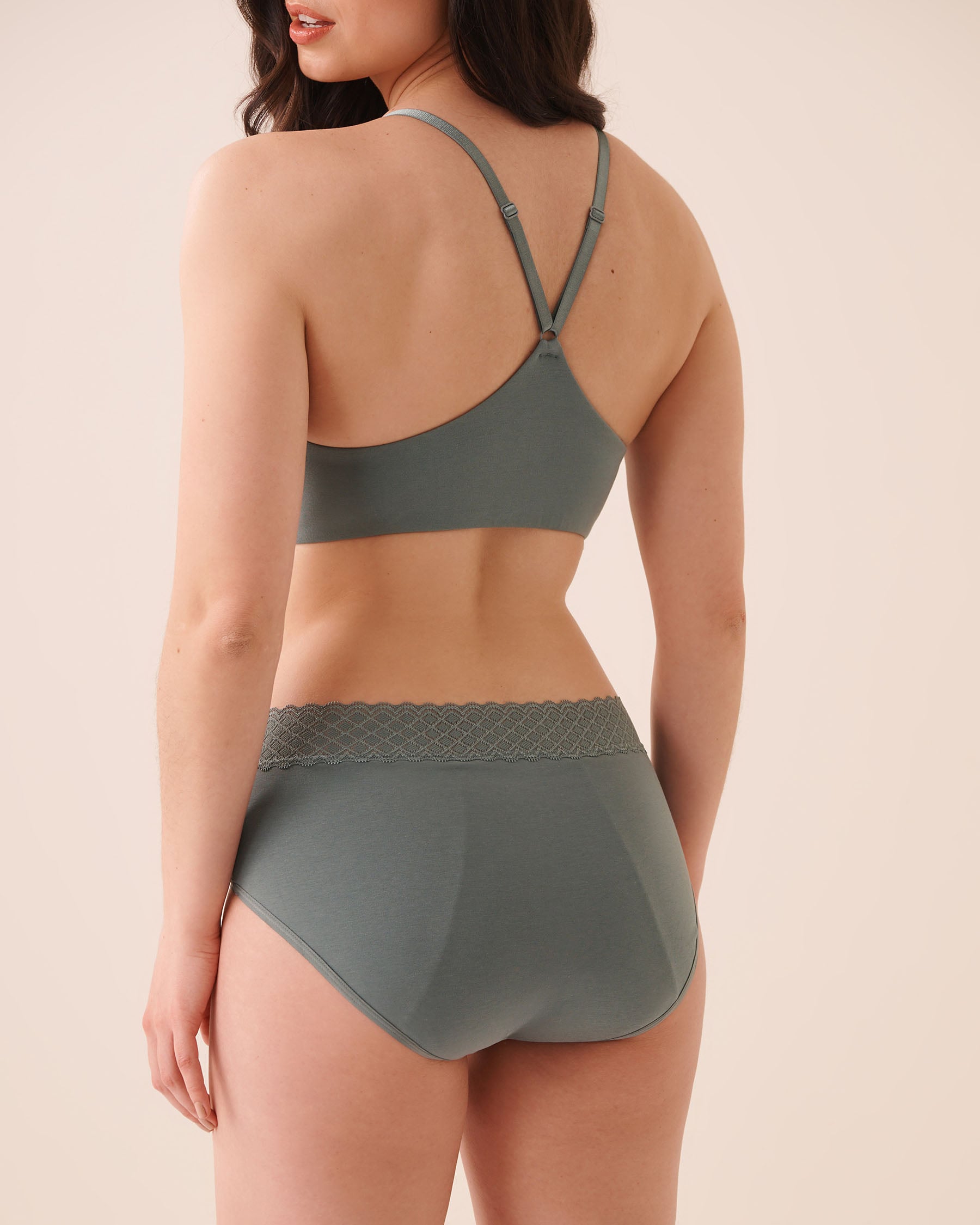 LA VIE EN ROSE Super Absorbency Leakproof Organic Cotton and Lace HipHugger Period Panty Grey Blue 25100007 - View2
