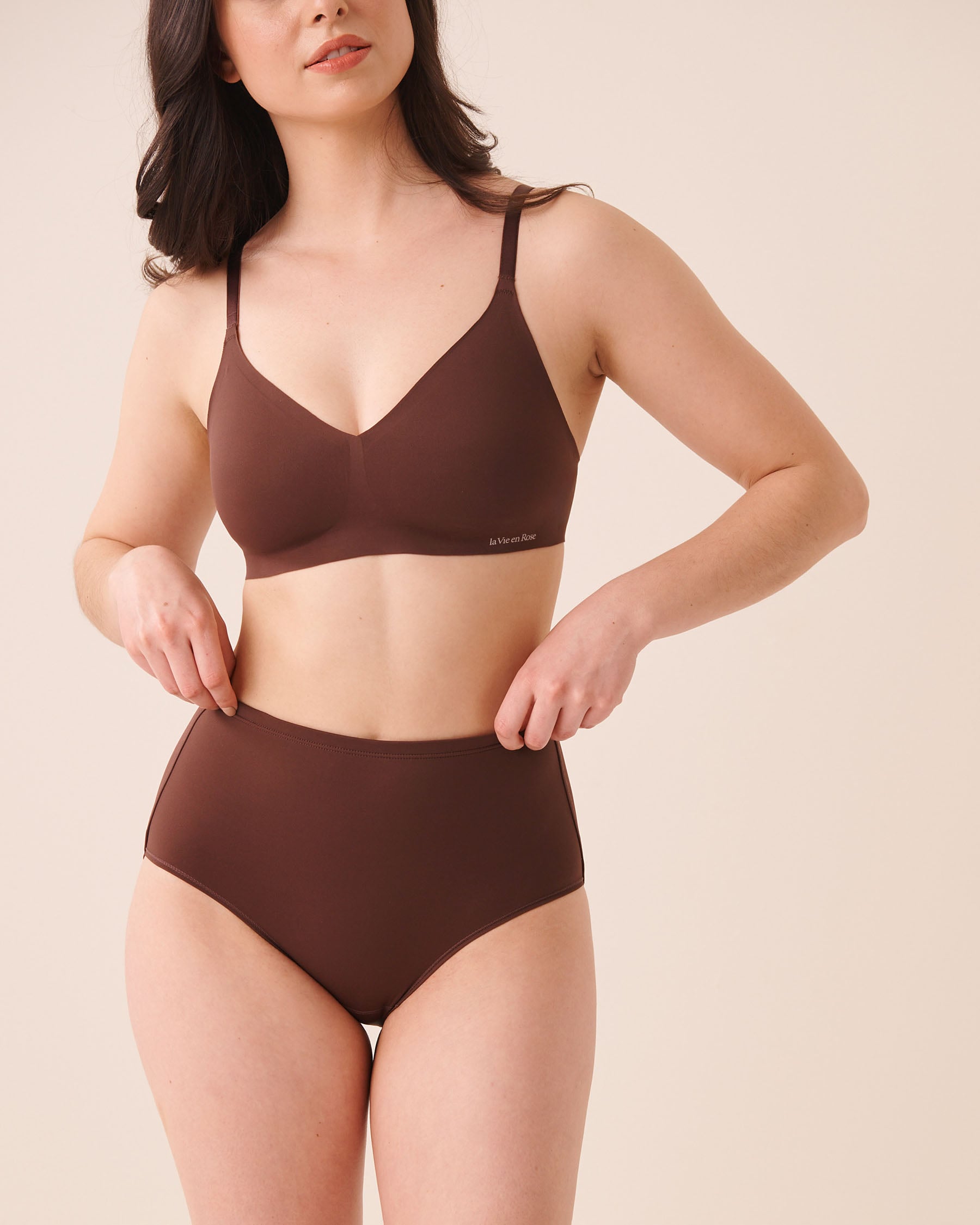 LA VIE EN ROSE Culotte menstruelle anti-fuite coupe aux hanches taille haute absorption super Brun 25100002 - View1