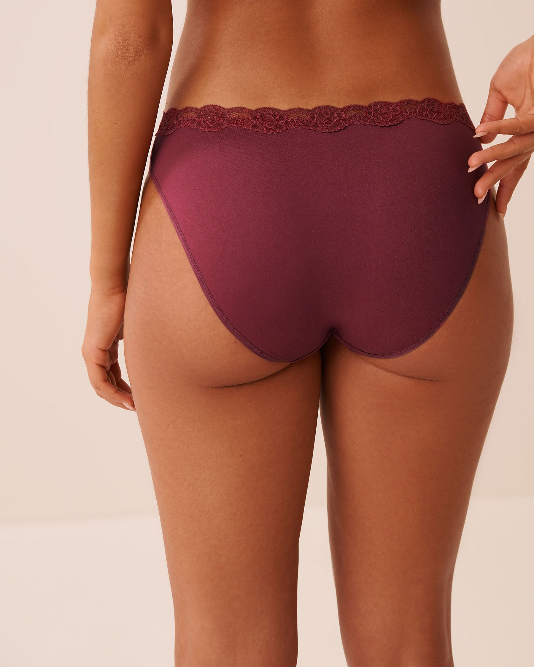 LA VIE EN ROSE Super Soft Lace Trim Bikini Panty Raspberry Red 20100807 - View2