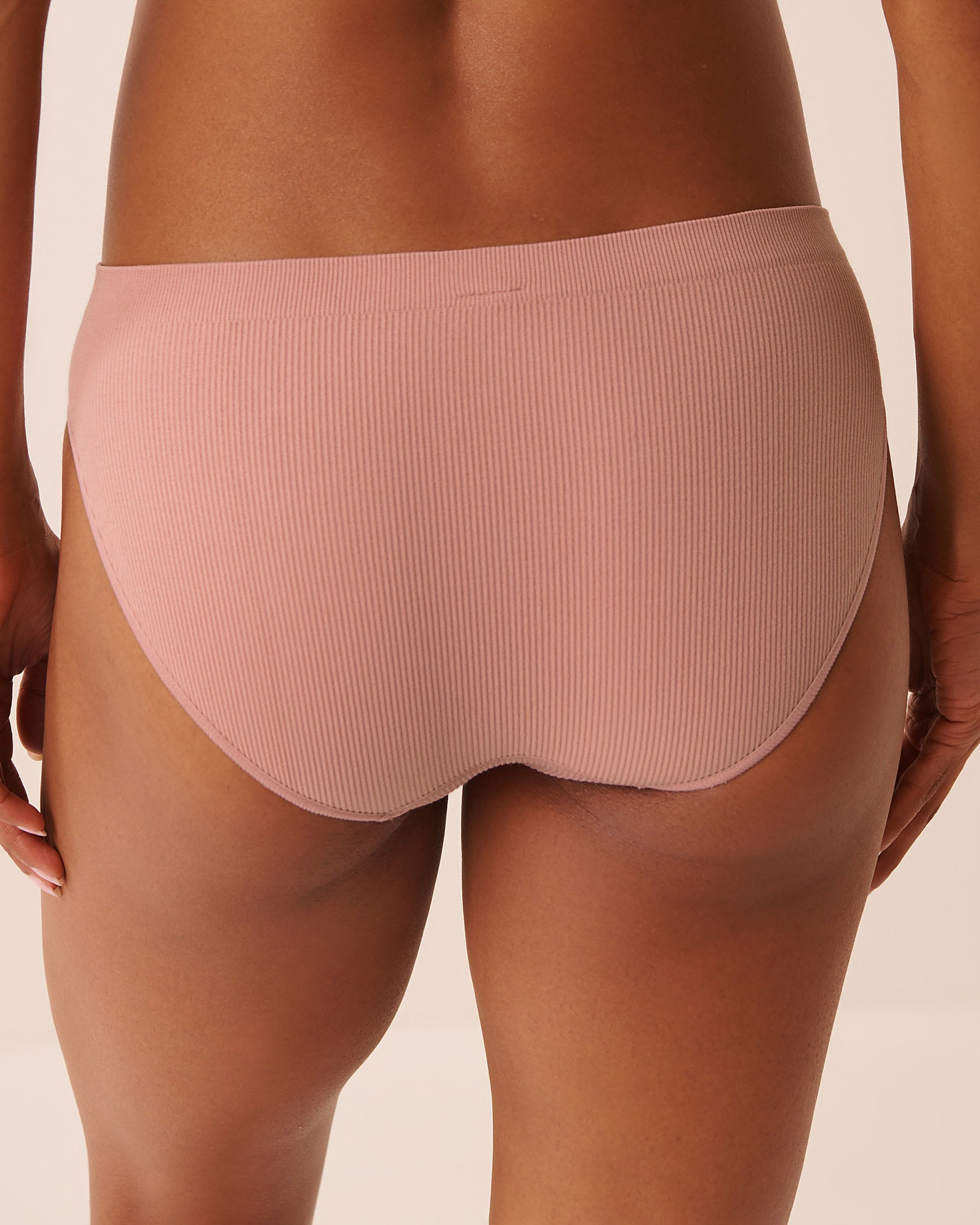 LA VIE EN ROSE Culotte bikini côtelée en tissu sans coutures Rose antique 20200837 - View2