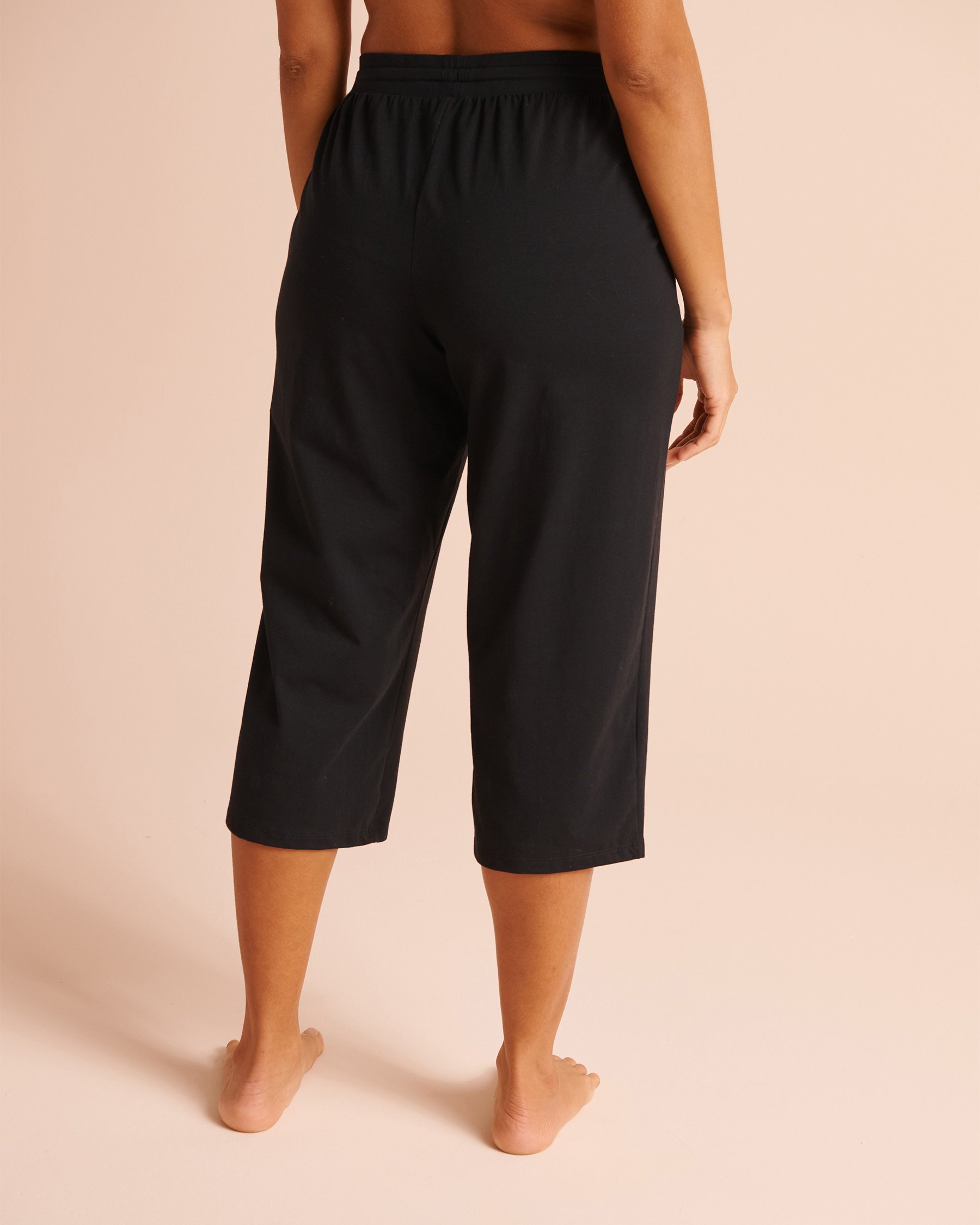 LA VIE EN ROSE Cotton Pajama Capris Black/Leopard Trim 40200873 - View2