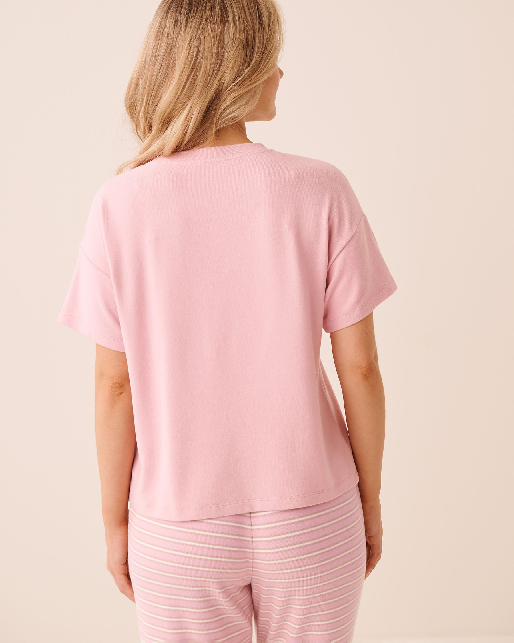 LA VIE EN ROSE Bengal Cat Print Soft Knit Short Sleeve T-shirt Pink 40100885 - View2