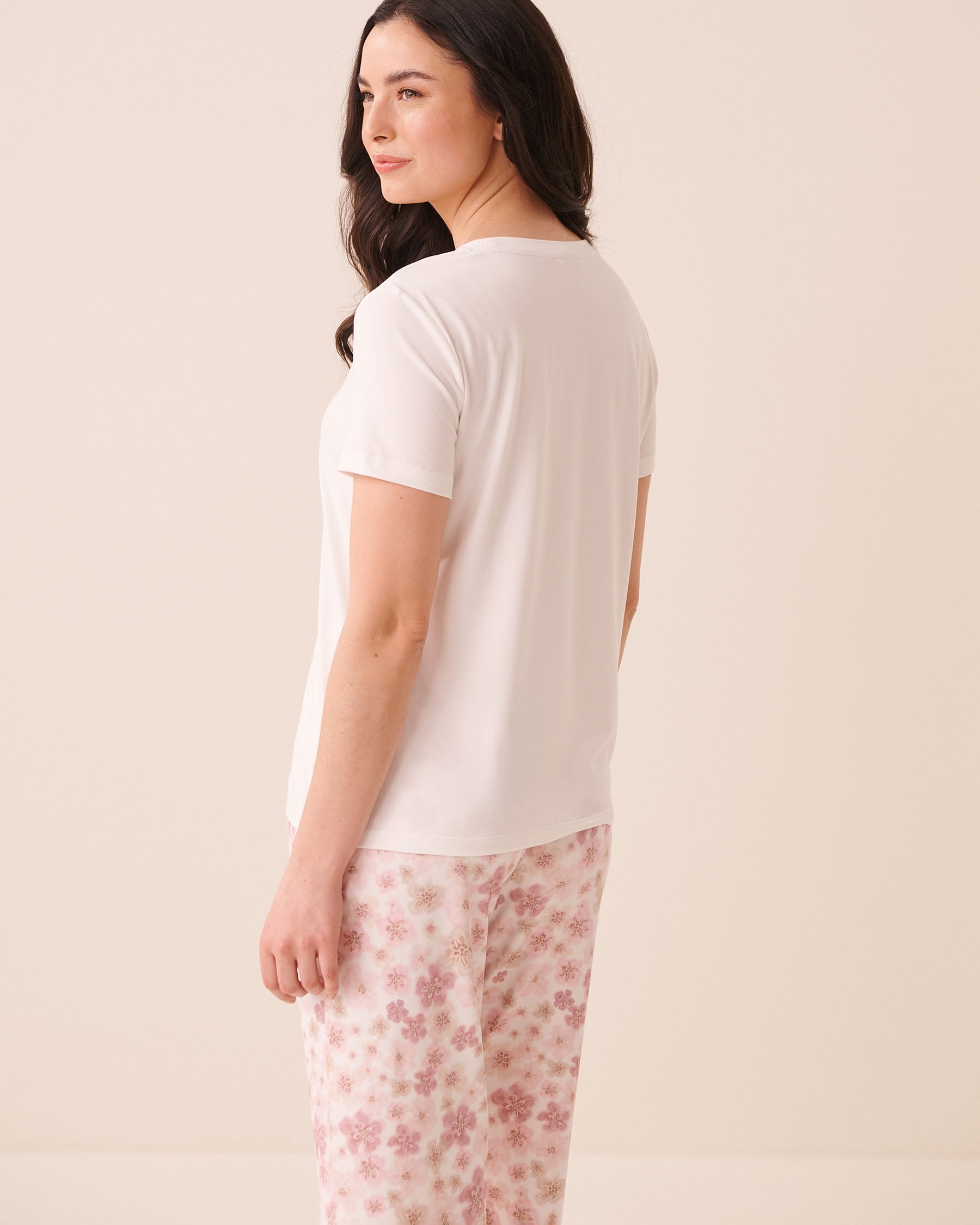 LA VIE EN ROSE Bengal Cat Print Super Soft Short Sleeve T-shirt White/Cat 40100878 - View2