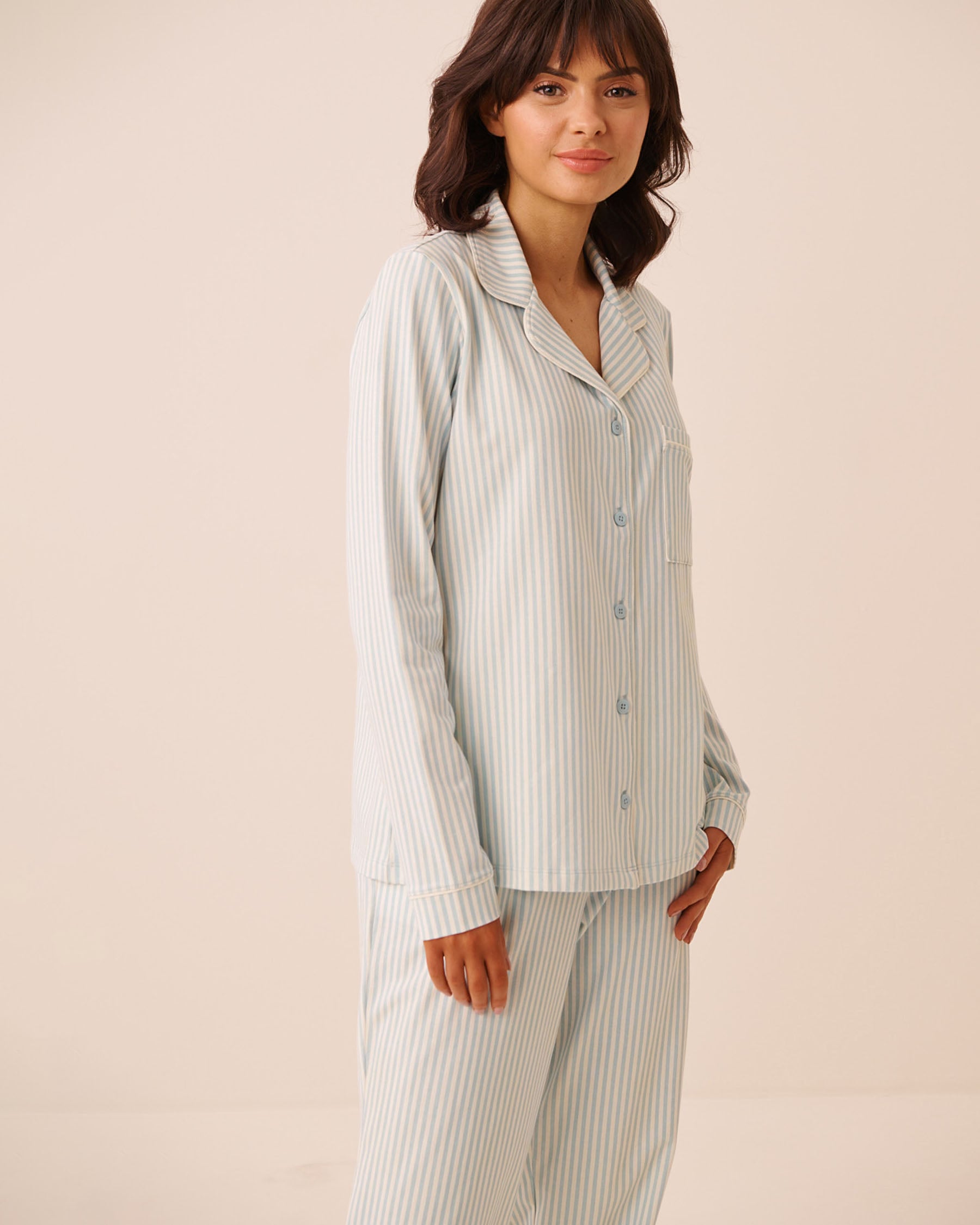 LA VIE EN ROSE Chemisier manches longues en coton Rayures bleues 40100889 - View1