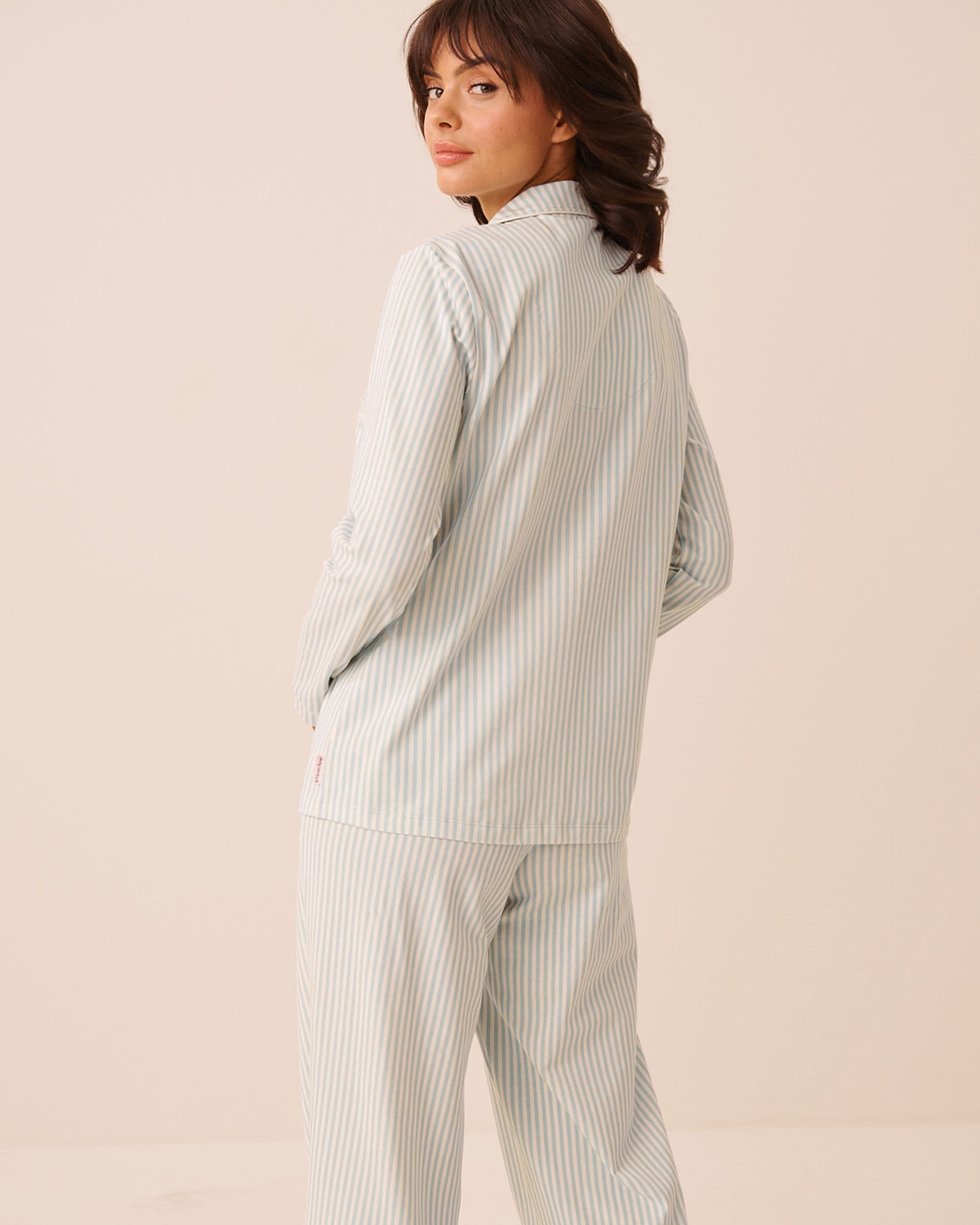 LA VIE EN ROSE Chemisier manches longues en coton Rayures bleues 40100889 - View2