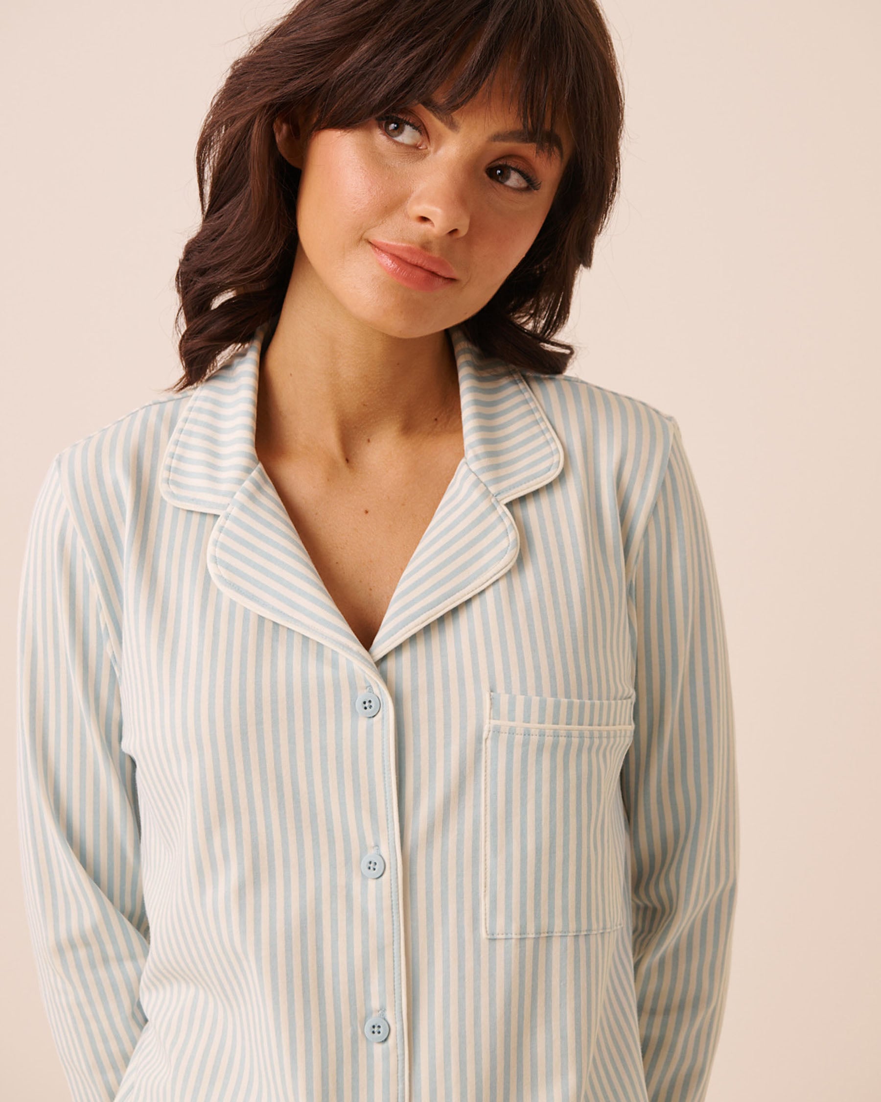 LA VIE EN ROSE Chemisier manches longues en coton Rayures bleues 40100889 - View3