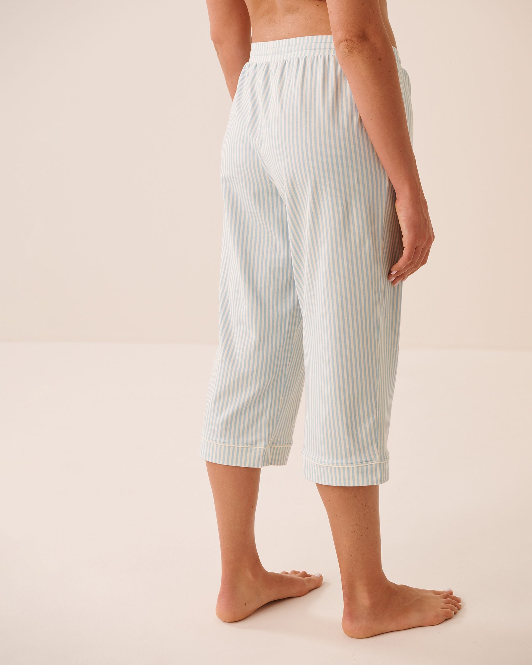 LA VIE EN ROSE Capri de pyjama en coton Rayures bleues 40200873 - View2