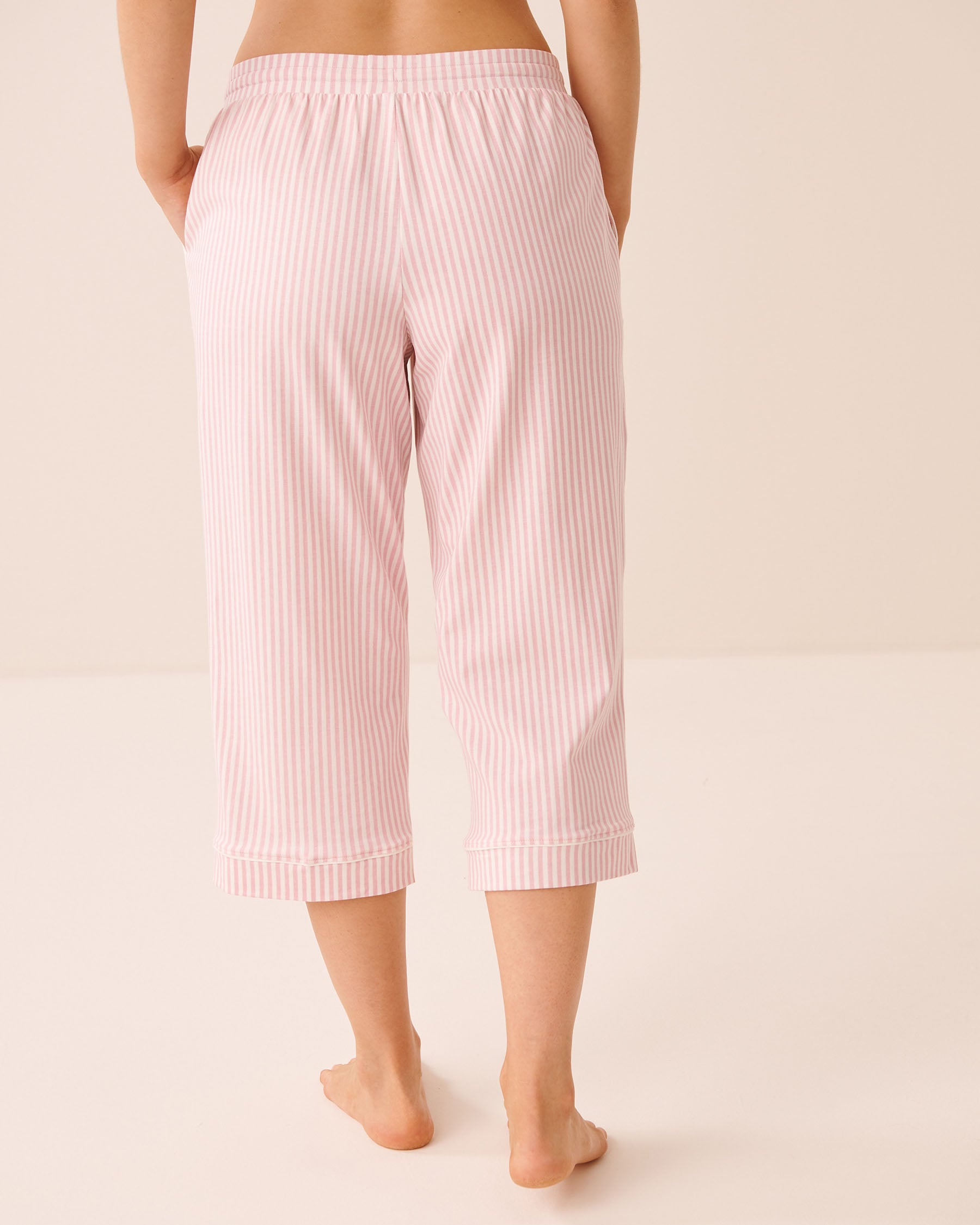 LA VIE EN ROSE Capri de pyjama en coton Rayures rose pâle 40200873 - Voir2