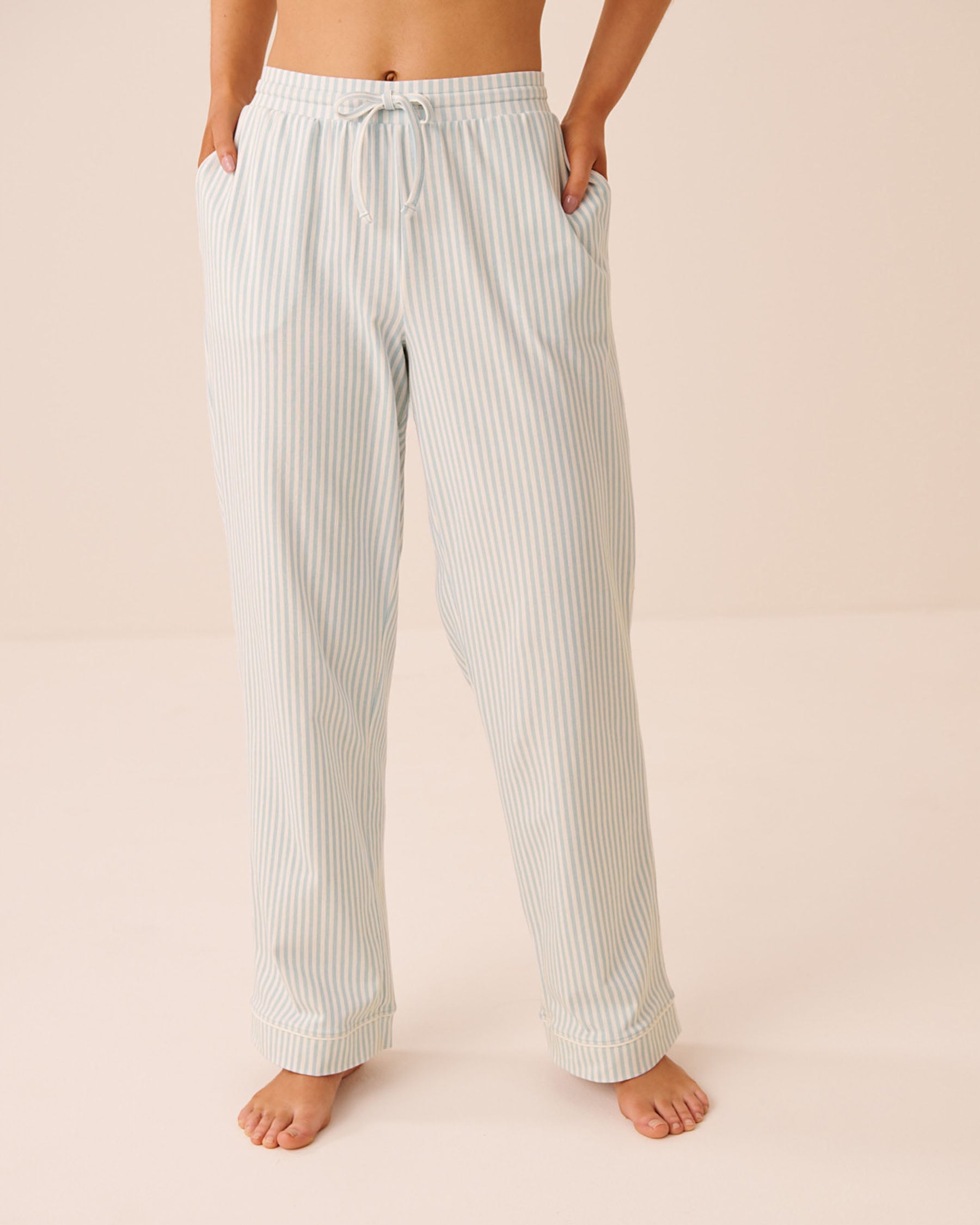 LA VIE EN ROSE Pantalon de pyjama en coton Rayures bleues 40200872 - Voir1