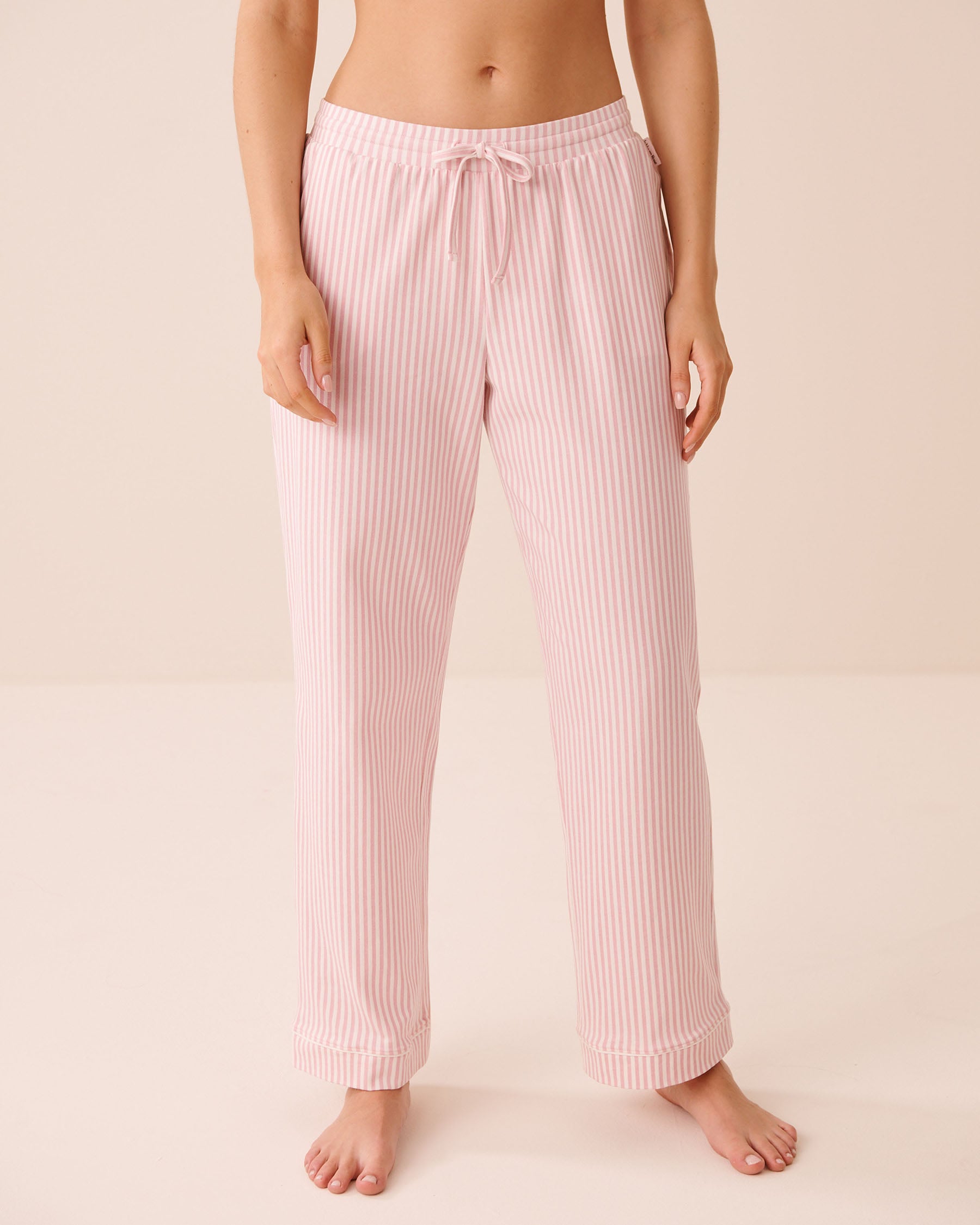 LA VIE EN ROSE Pantalon de pyjama en coton Rayures rose pâle 40200872 - View1