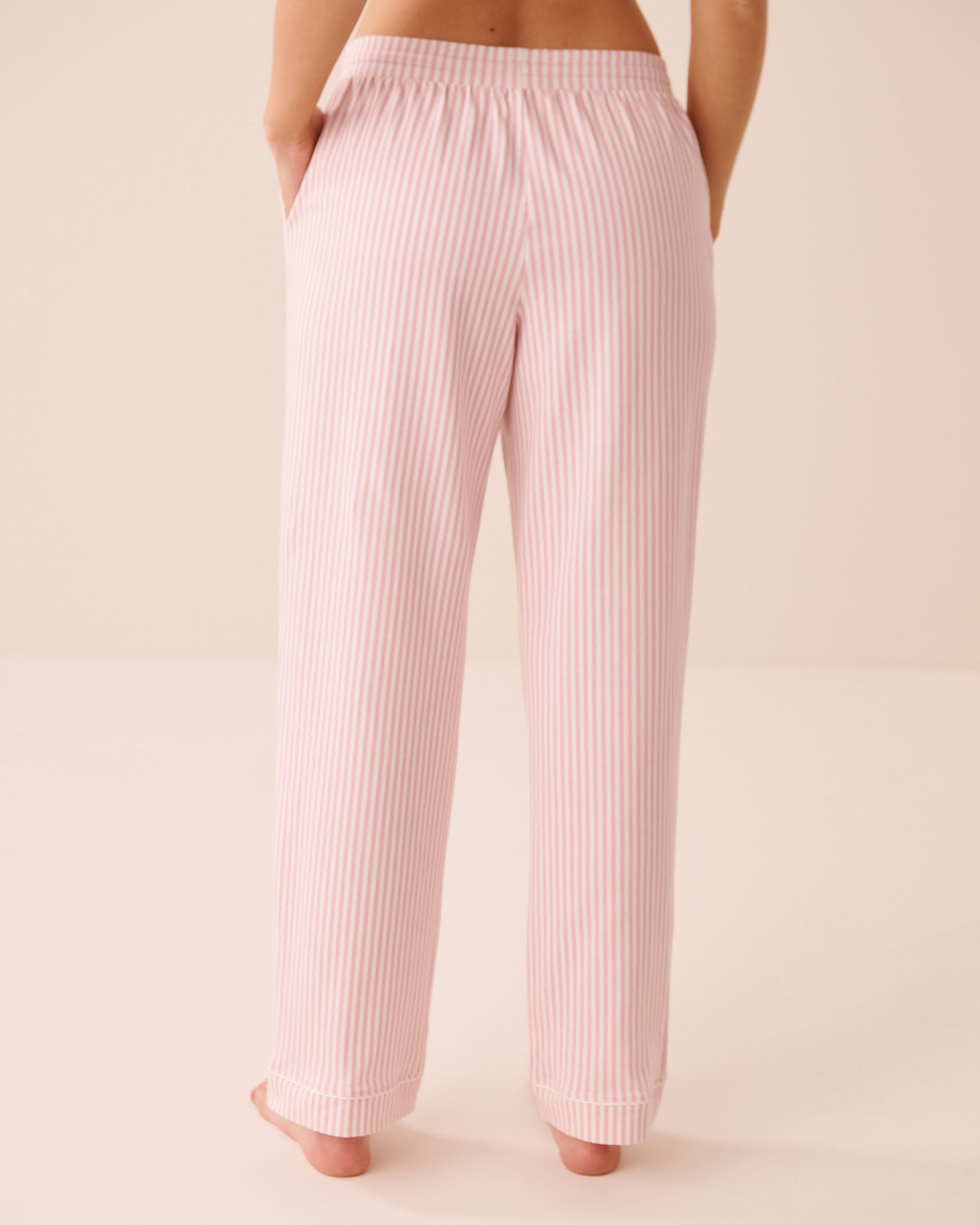 LA VIE EN ROSE Pantalon de pyjama en coton Rayures rose pâle 40200872 - View2