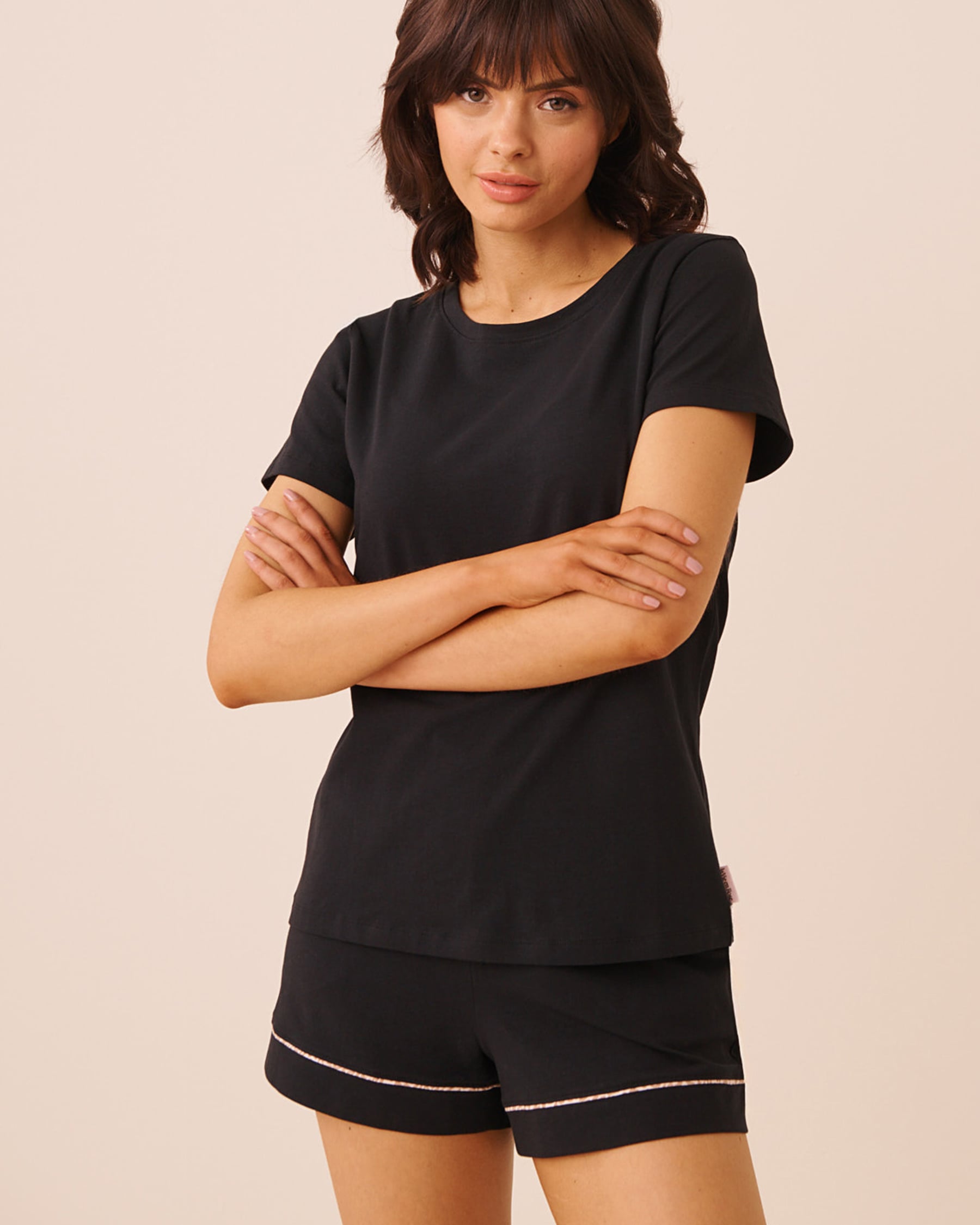LA VIE EN ROSE T-shirt manches courtes en coton Noir 40100887 - View1