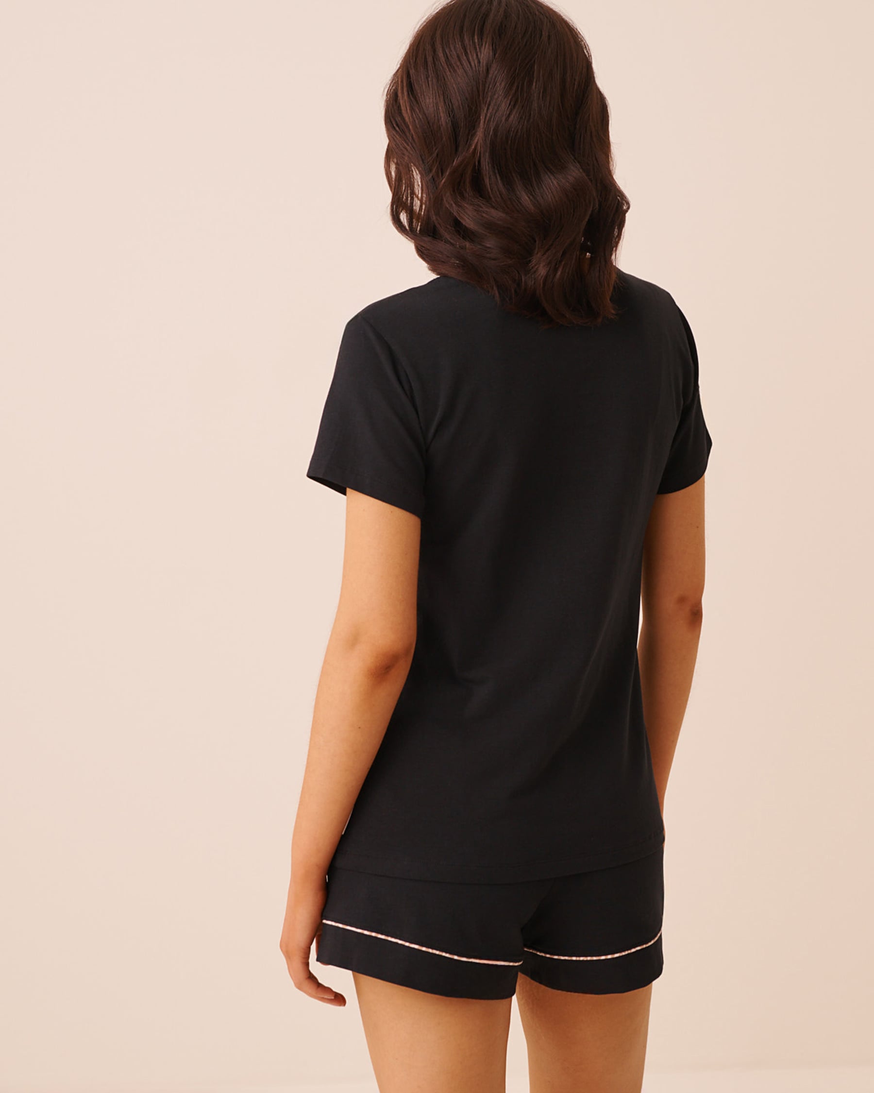 LA VIE EN ROSE T-shirt manches courtes en coton Noir 40100887 - View2