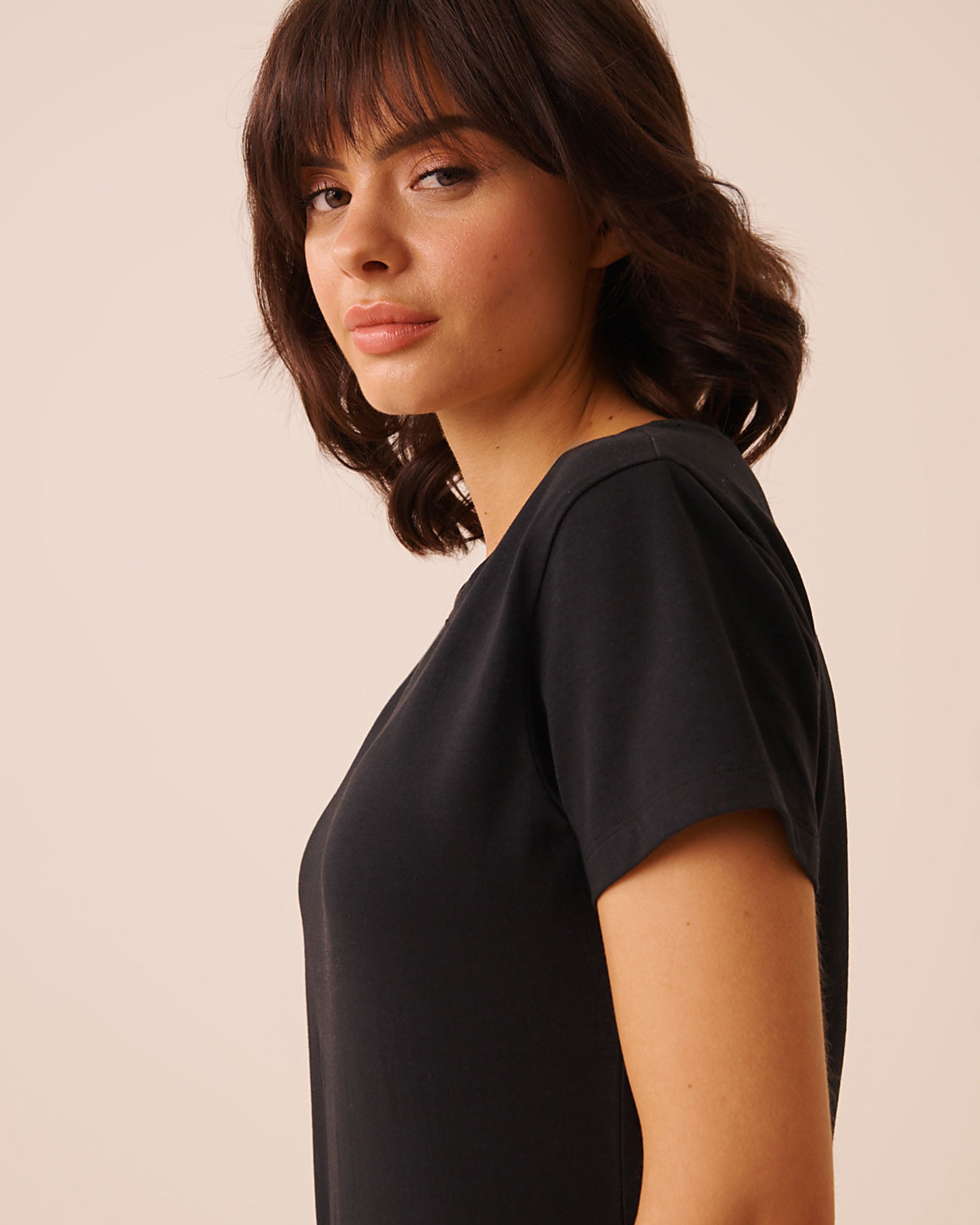 LA VIE EN ROSE T-shirt manches courtes en coton Noir 40100887 - View3