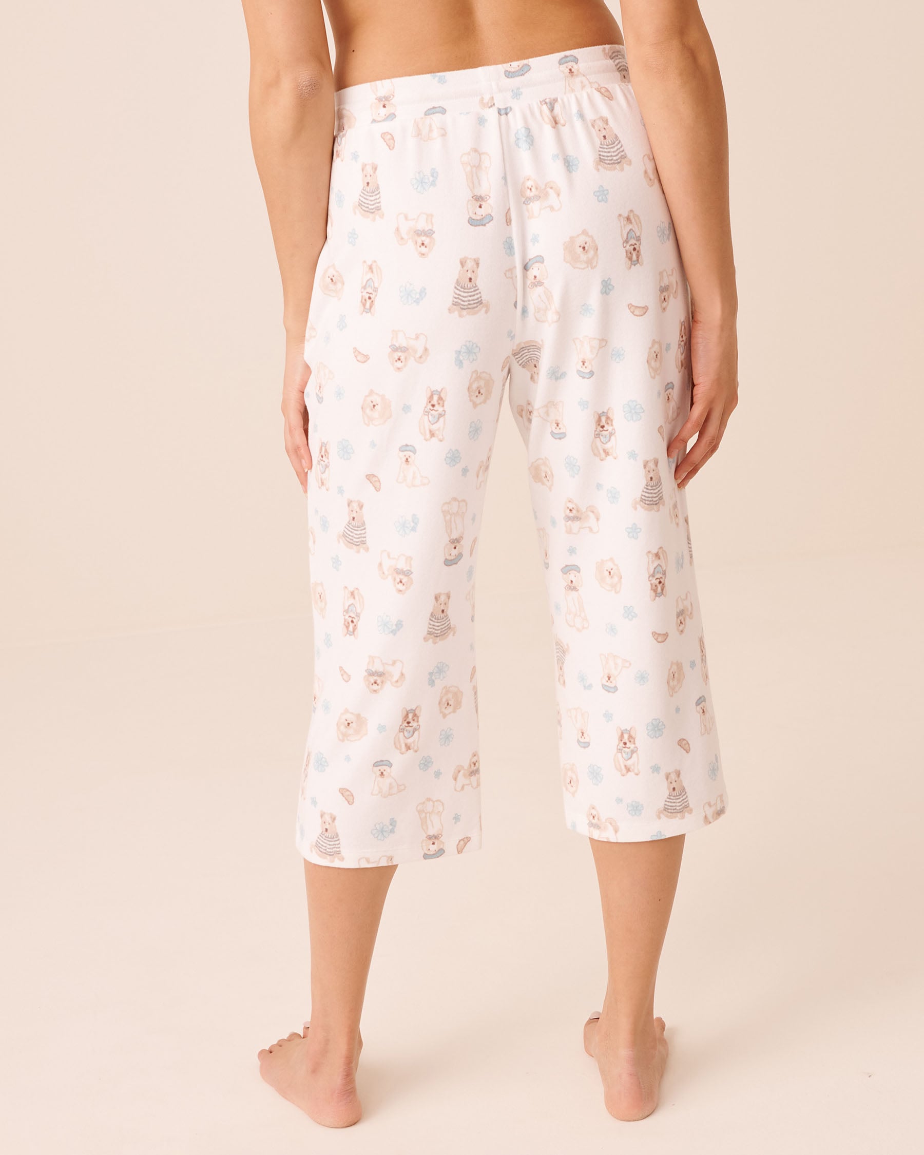 LA VIE EN ROSE Capri de pyjama en tricot doux imprimé chiens Blanc/Chiens 40200869 - Voir2