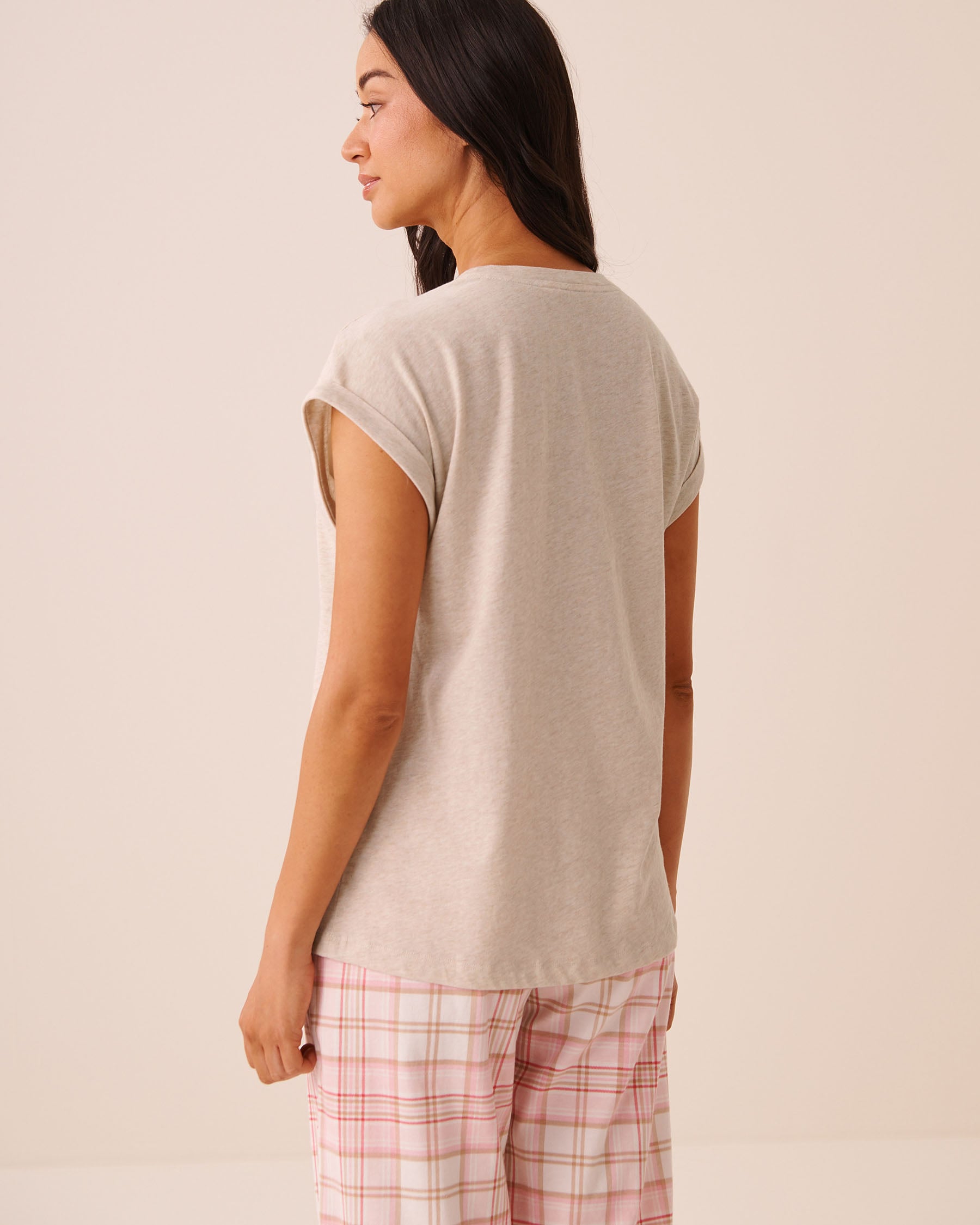LA VIE EN ROSE T-shirt manches courtes en coton imprimé vache écossaise Beige/Good Mood 40100890 - View2
