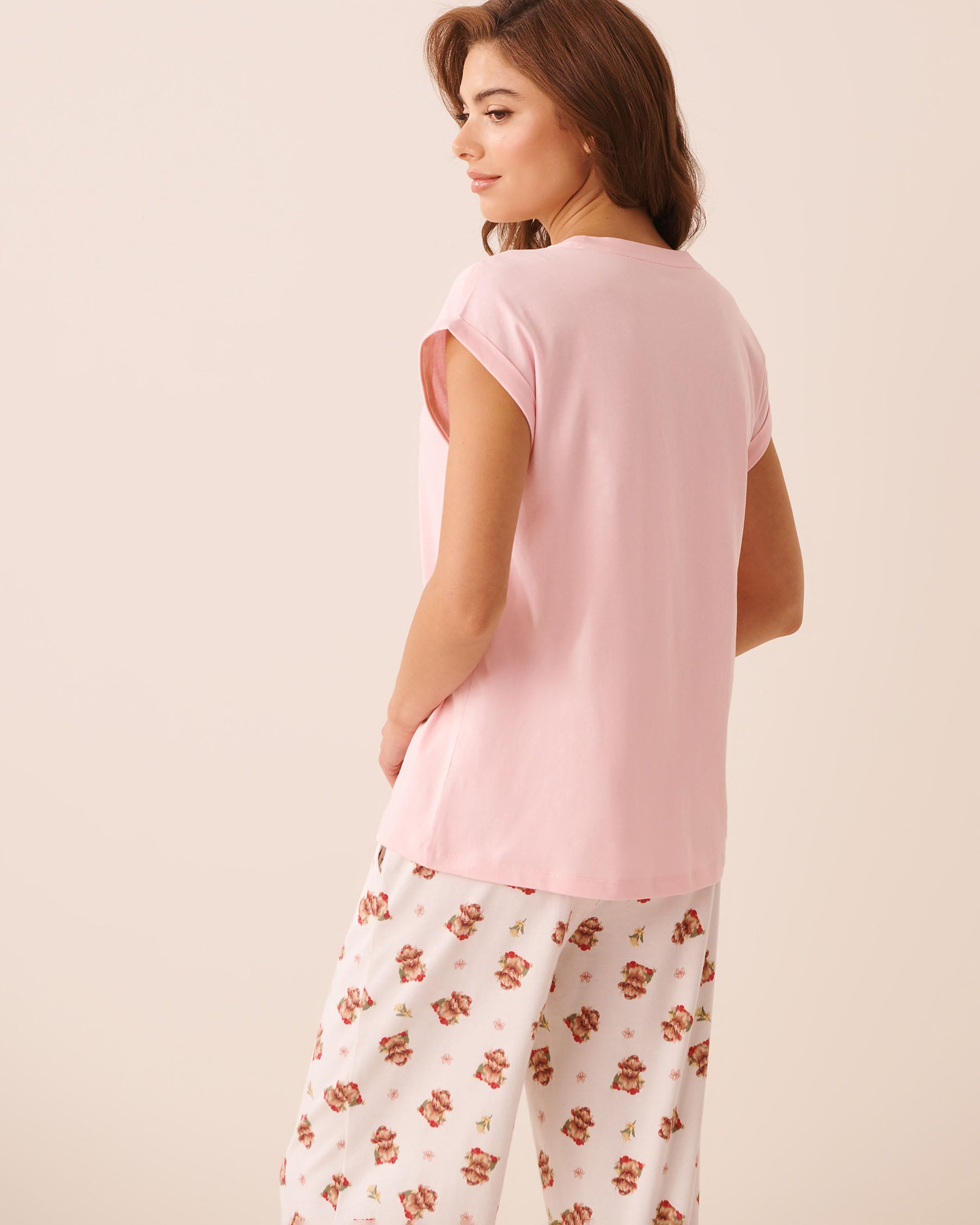 LA VIE EN ROSE T-shirt manches courtes en coton imprimé vache écossaise Rose/I love you 40100890 - View2