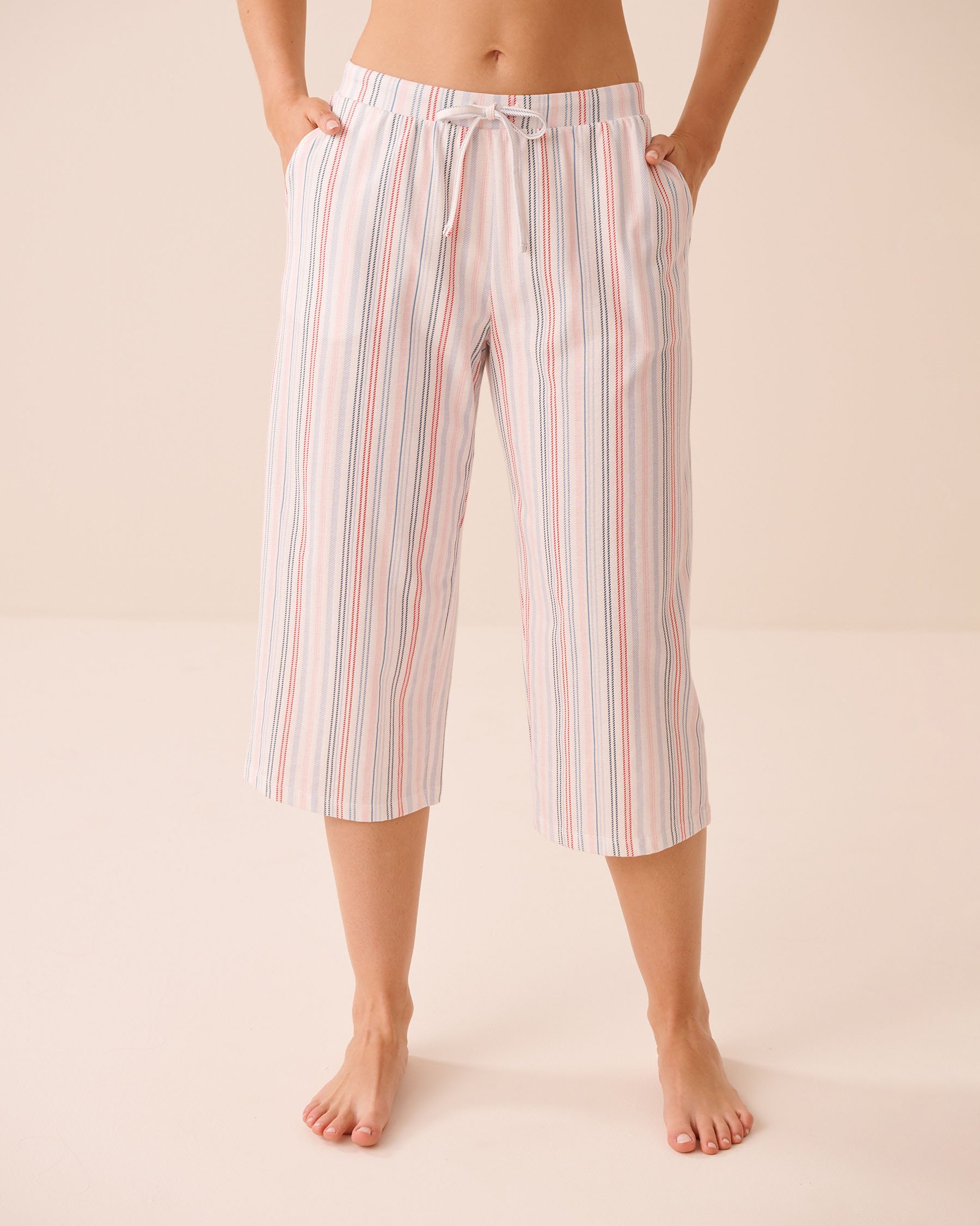 LA VIE EN ROSE Multistripe Cotton Pyjama Capris Multistripe 40200877 - View1