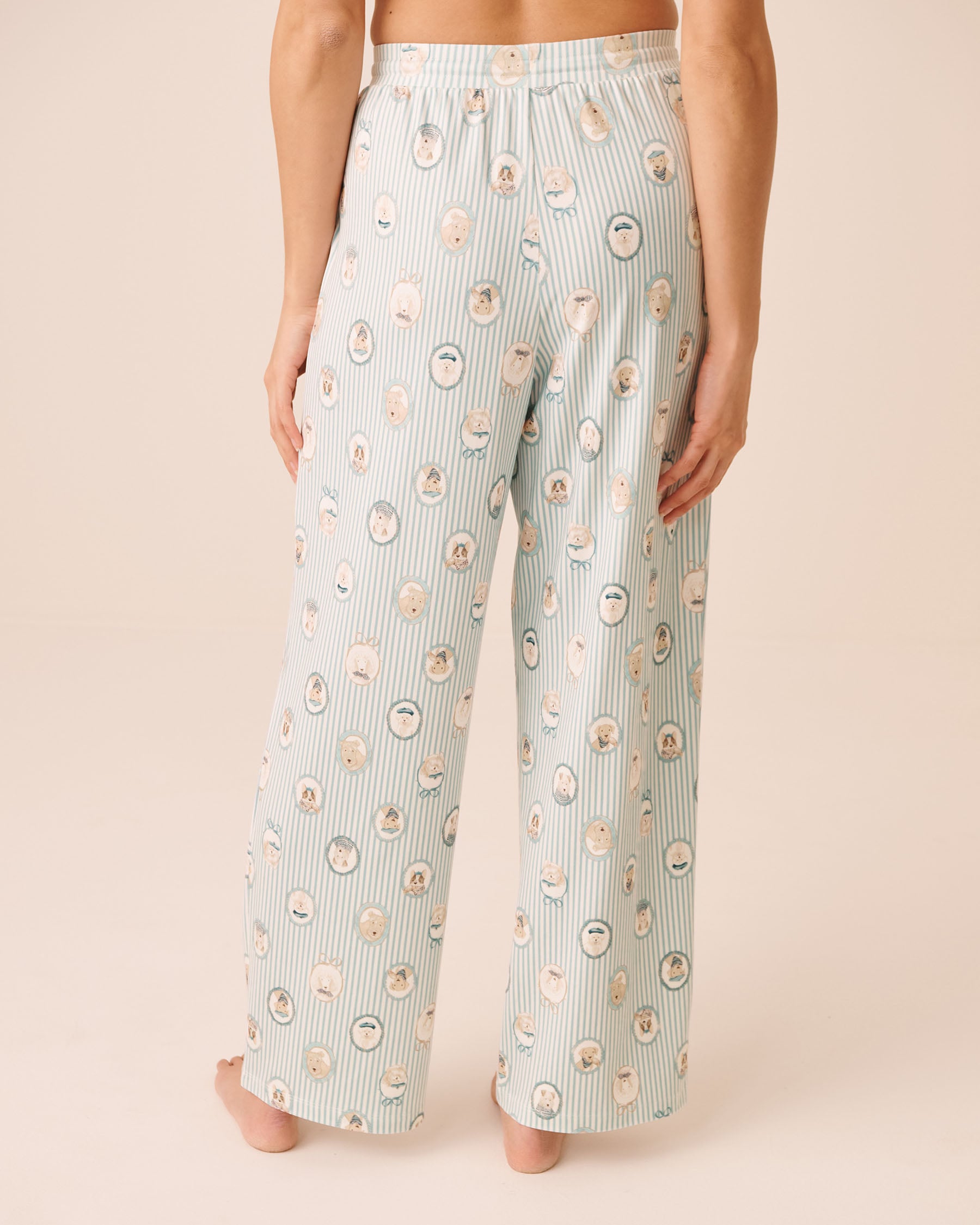 LA VIE EN ROSE Parisian Dogs Print Super Soft Pajama Pants Stripes/Dogs 40200864 - View2
