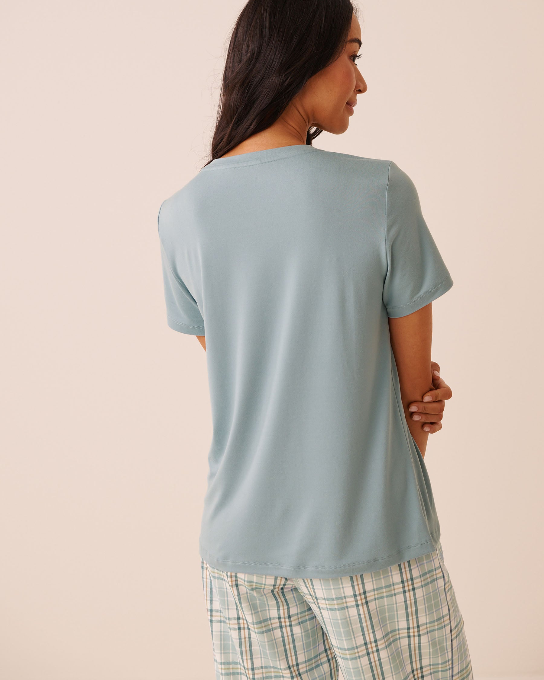 LA VIE EN ROSE T-shirt manches courtes ultra doux imprimé chiens parisiens Bleu pâle 40100879 - View2