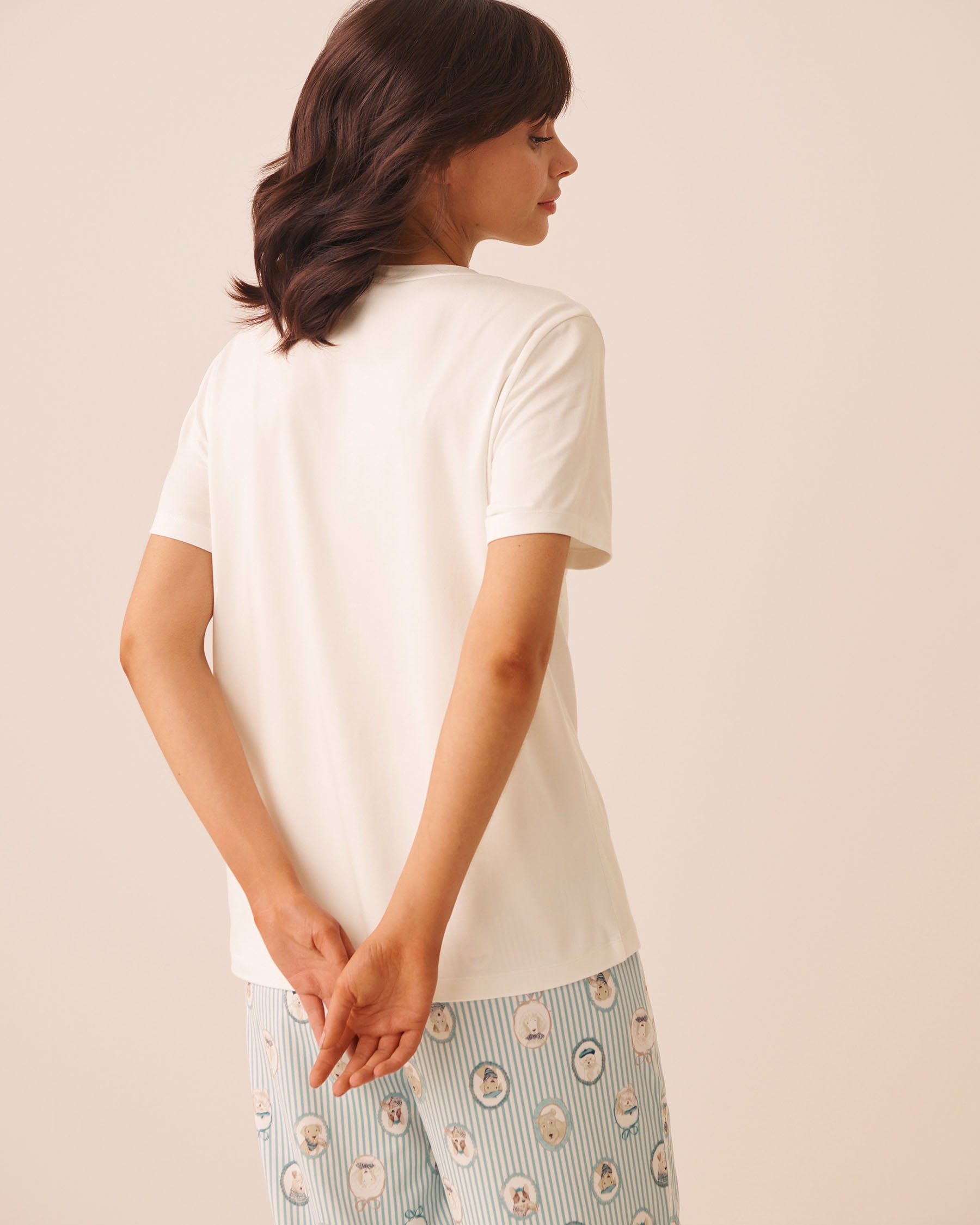 LA VIE EN ROSE Parisian Dogs Print Super Soft Short Sleeve T-shirt White 40100879 - View2