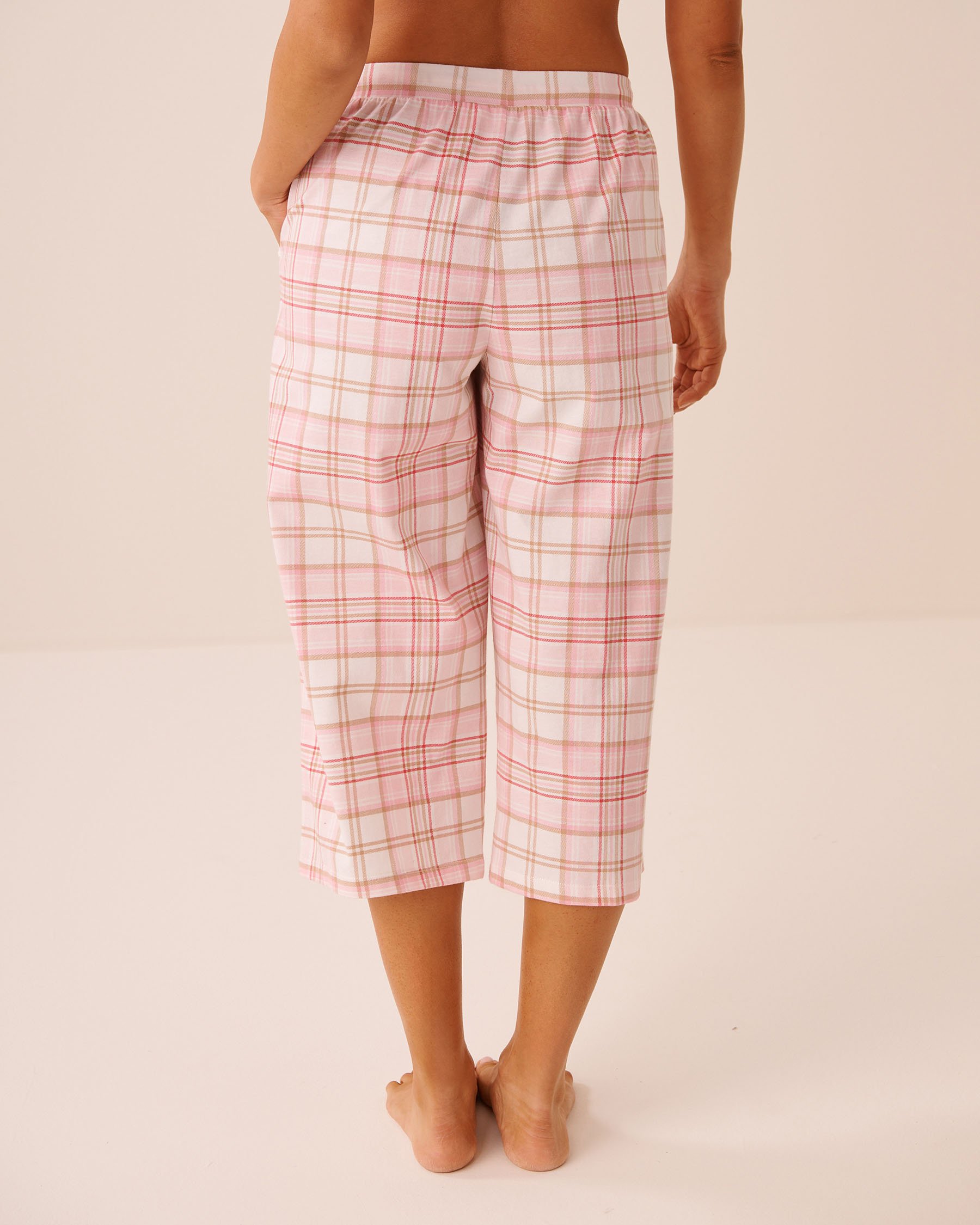 LA VIE EN ROSE Pink Plaid Cotton Pajama Capris Pink Plaid 40200877 - View2