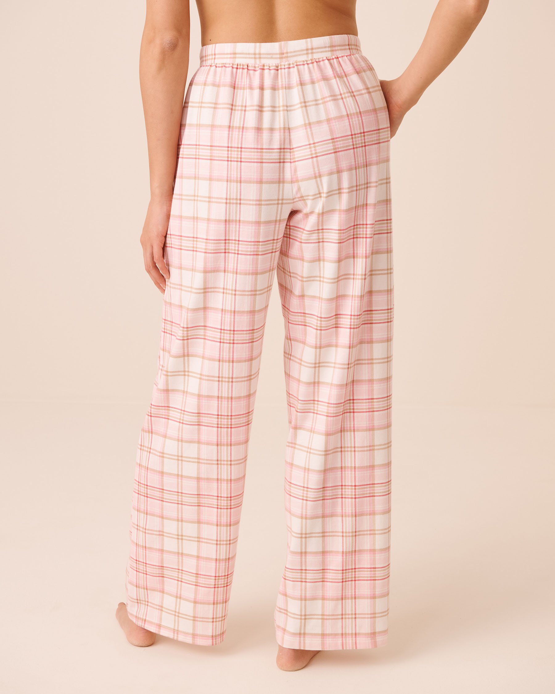 LA VIE EN ROSE Pink Plaid Cotton Pajama Pants Pink Plaid 40200878 - View2