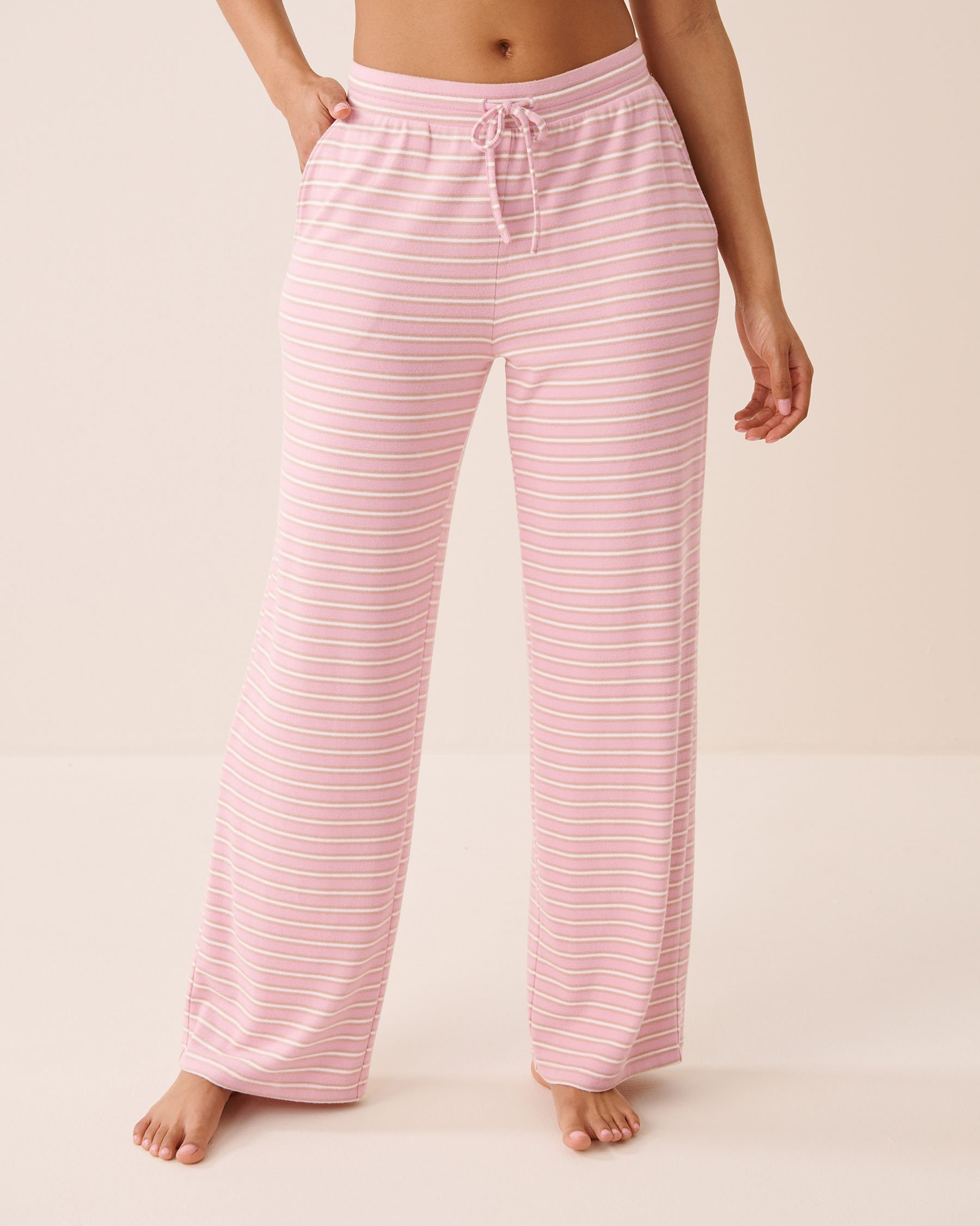 LA VIE EN ROSE Striped Soft Knit Pajama Pants Pink Stripes 40200870 - View1