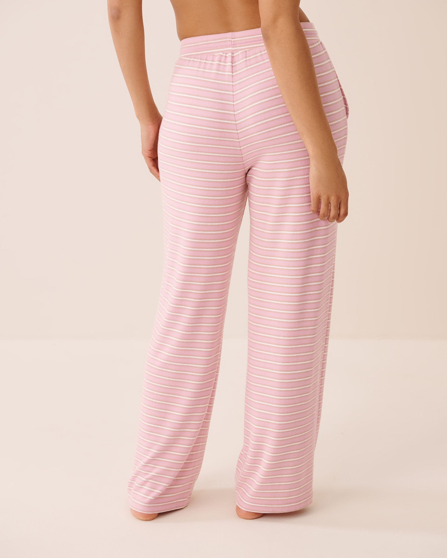 LA VIE EN ROSE Striped Soft Knit Pajama Pants Pink Stripes 40200870 - View2