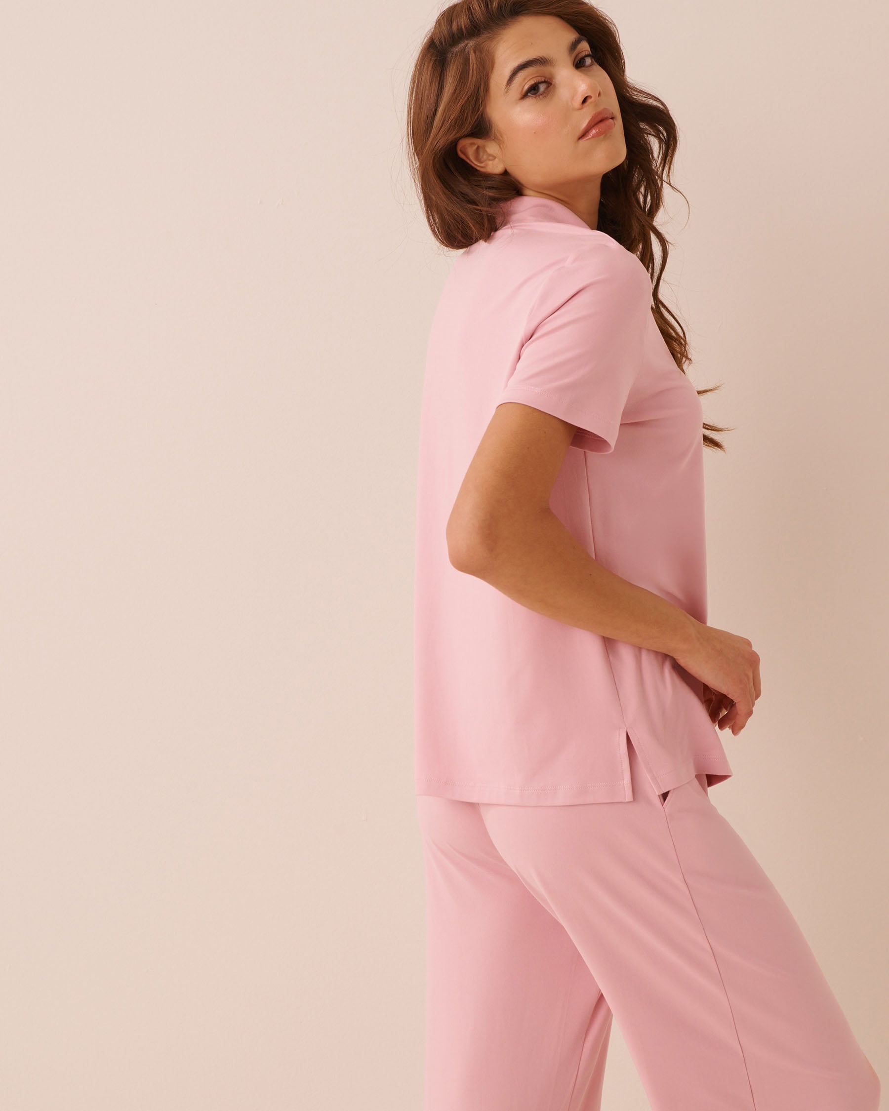 LA VIE EN ROSE Chemisier manches courtes ultra doux Rose 40100877 - Voir2