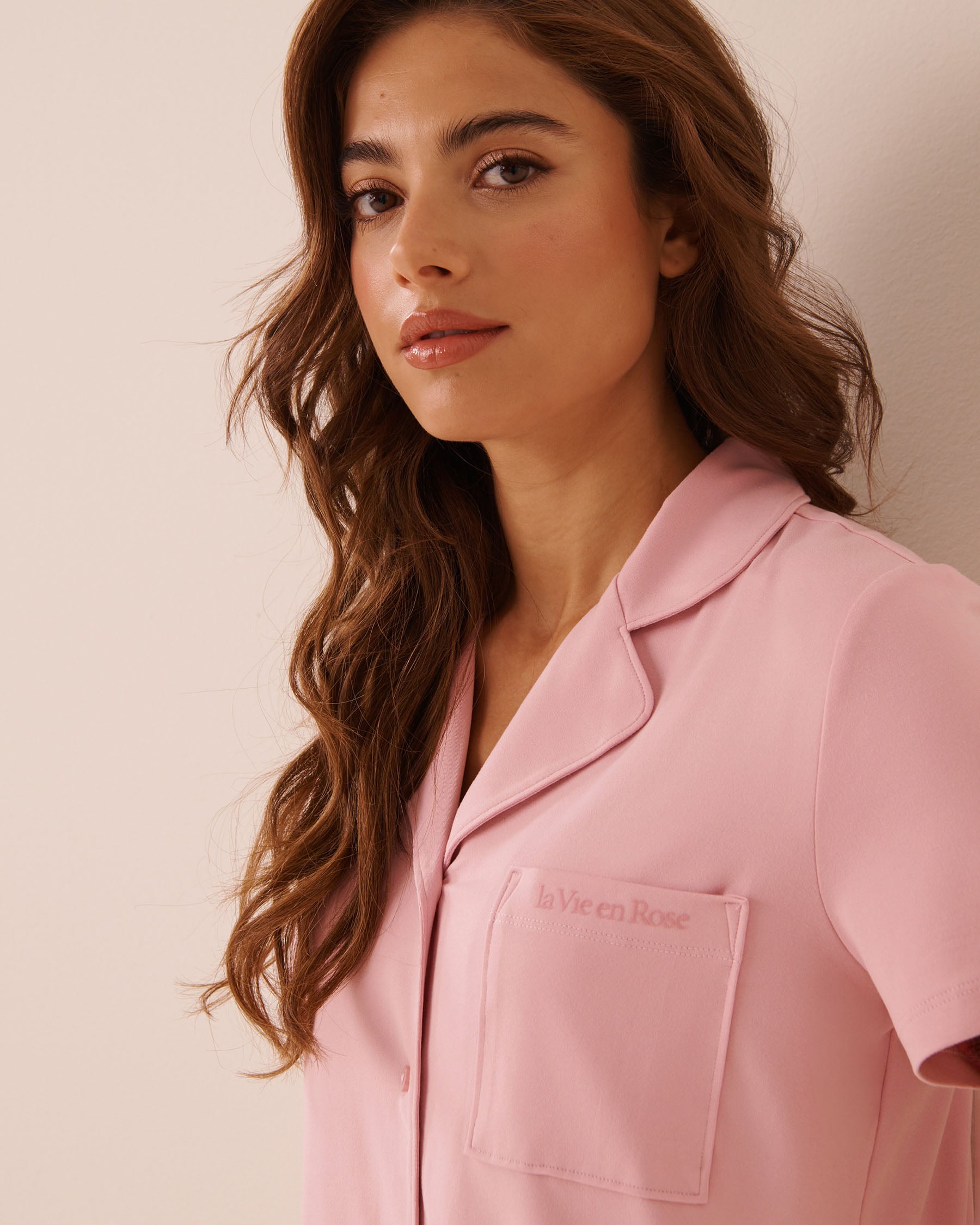 LA VIE EN ROSE Chemisier manches courtes ultra doux Rose 40100877 - Voir3