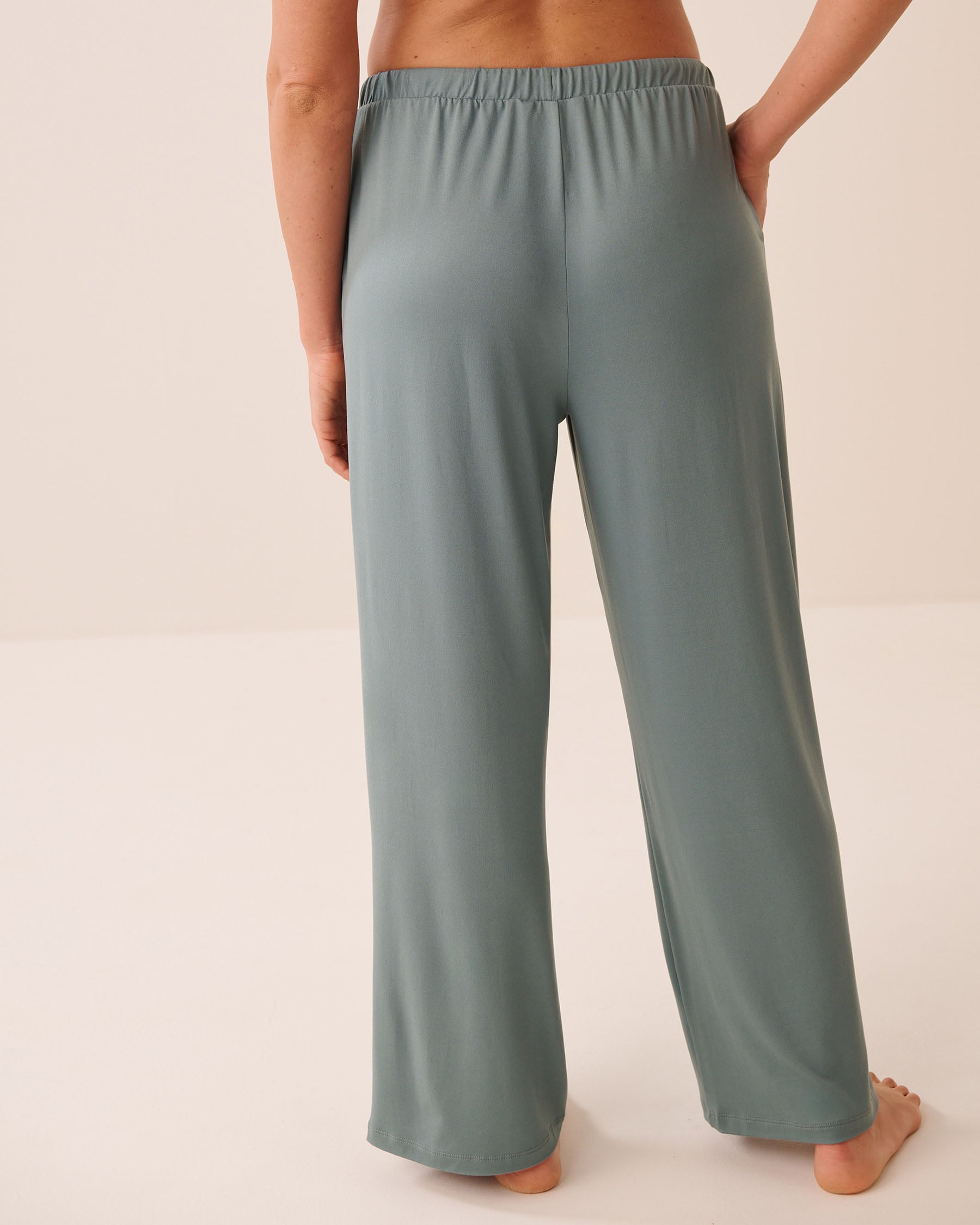 LA VIE EN ROSE Super Soft Wide-leg Pajama Pants Grey Blue 40200865 - View2