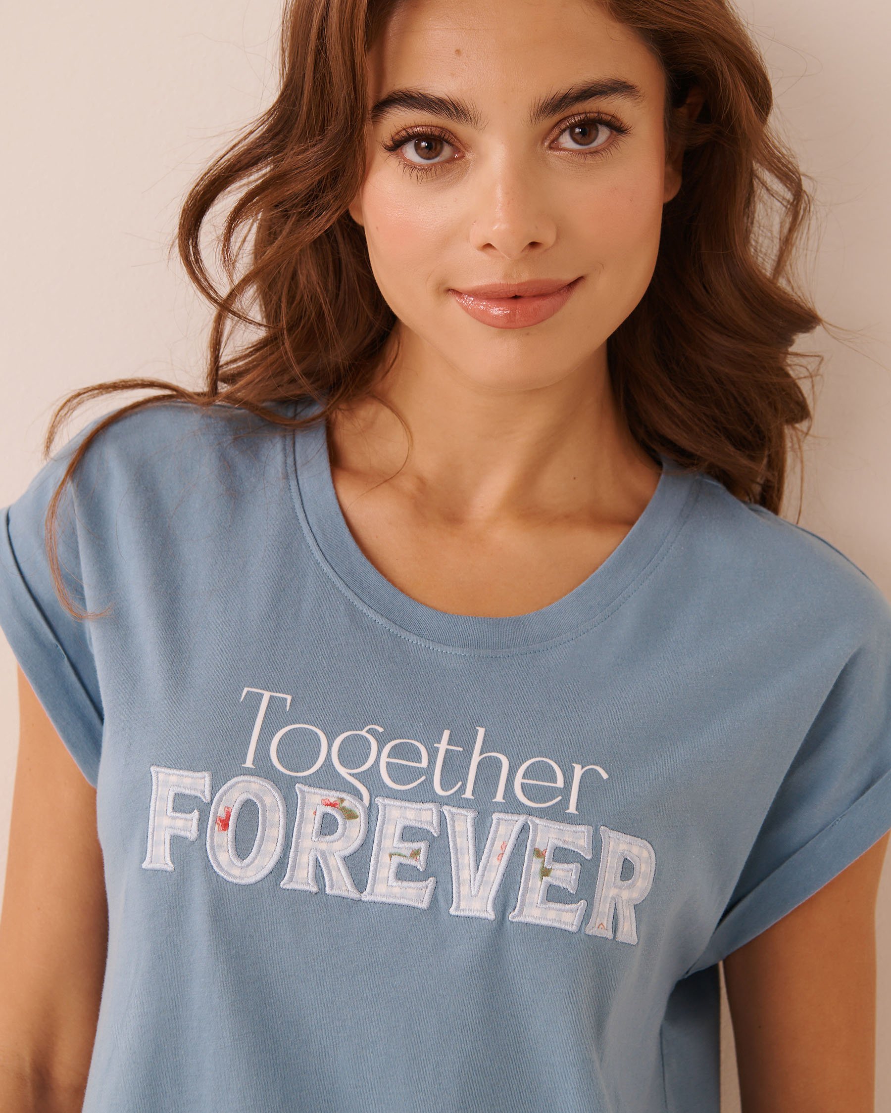 LA VIE EN ROSE Together Forever Print Cotton Short Sleeve Sleepshirt Blue/Together Forever 40500501 - View3