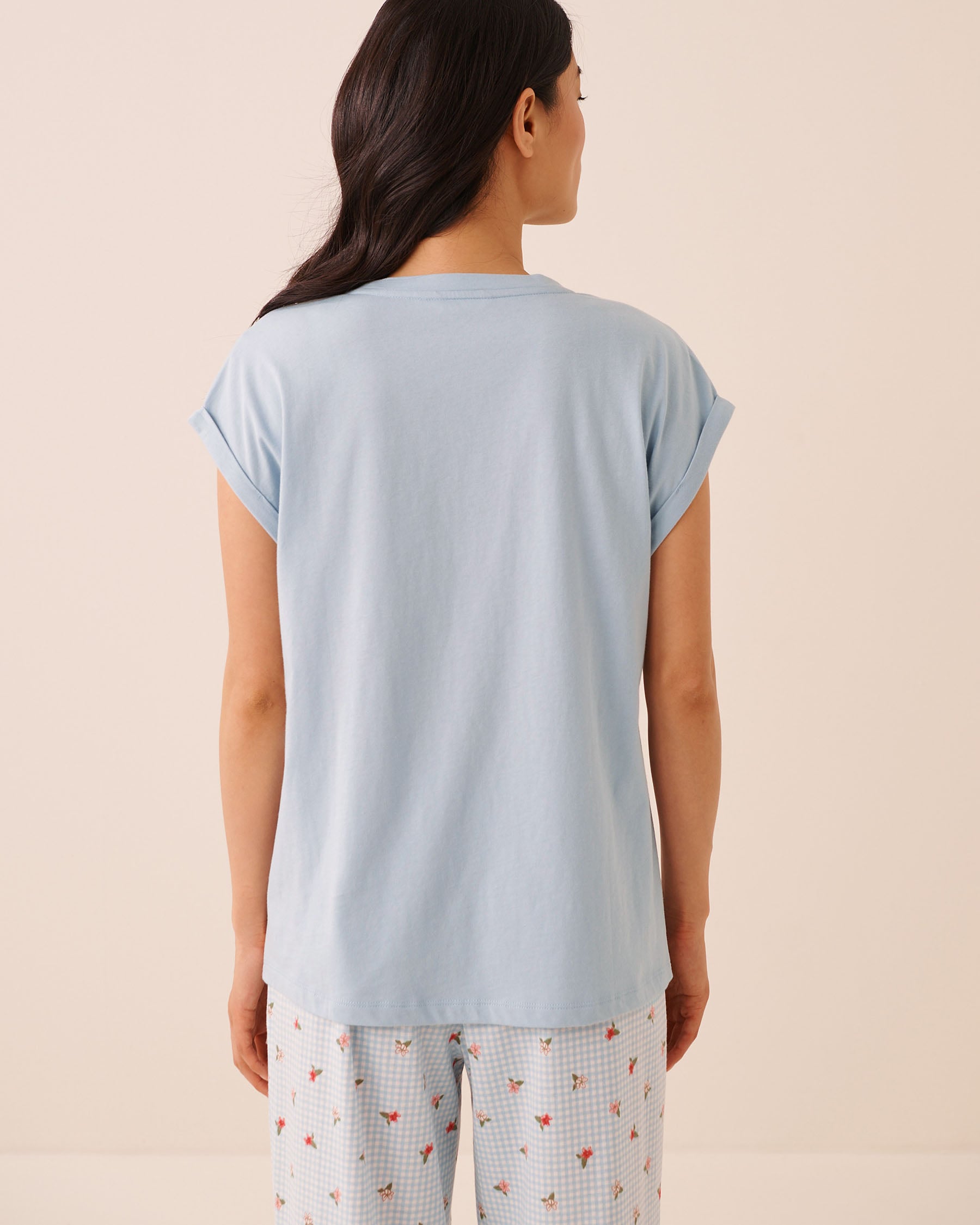 LA VIE EN ROSE T-shirt manches courtes en coton imprimé Together Forever Bleu pâle/Together Forever 40100890 - Voir2