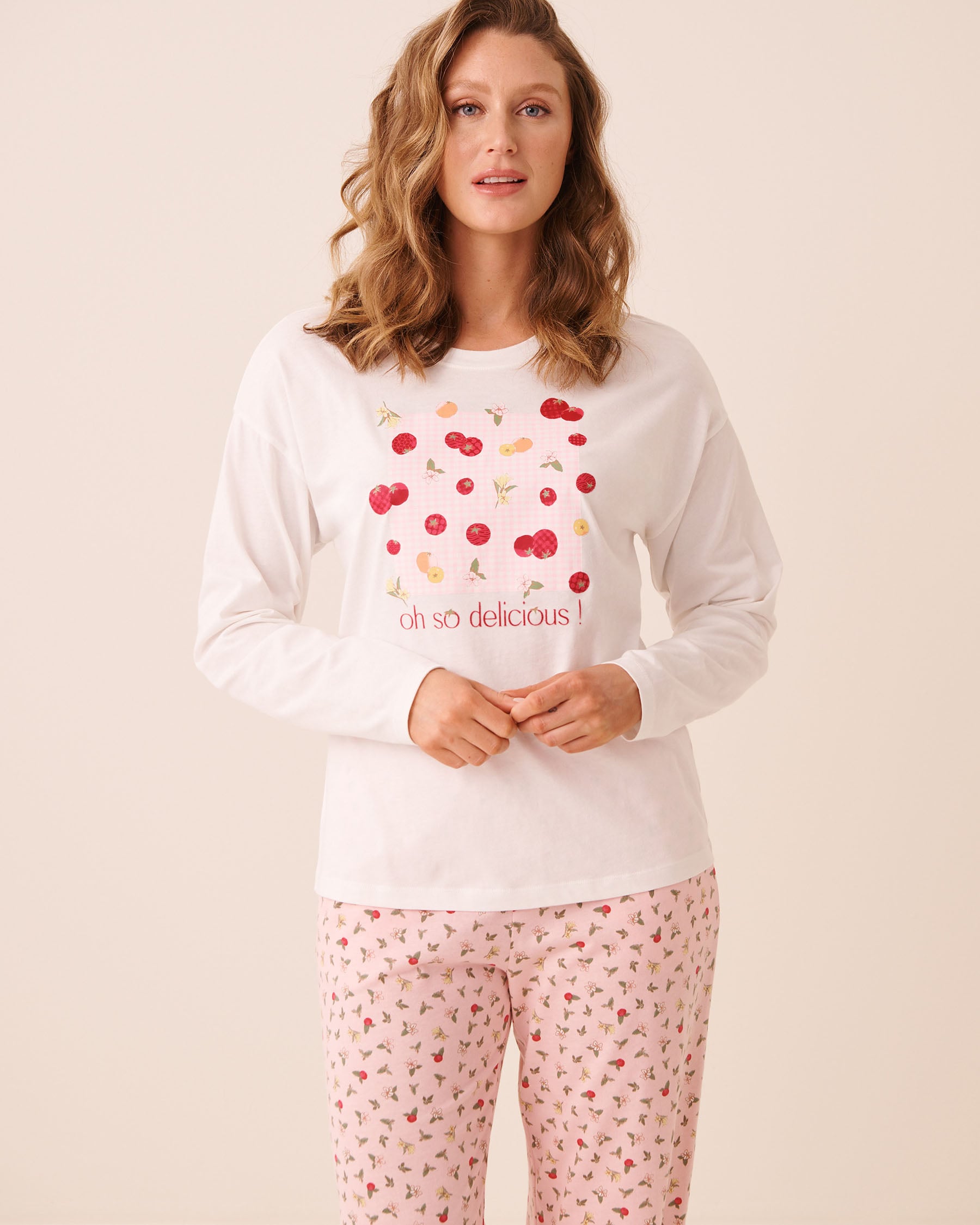 LA VIE EN ROSE Chandail manches longues en coton imprimé tomates Blanc/Oh so delicious! 40100891 - View1