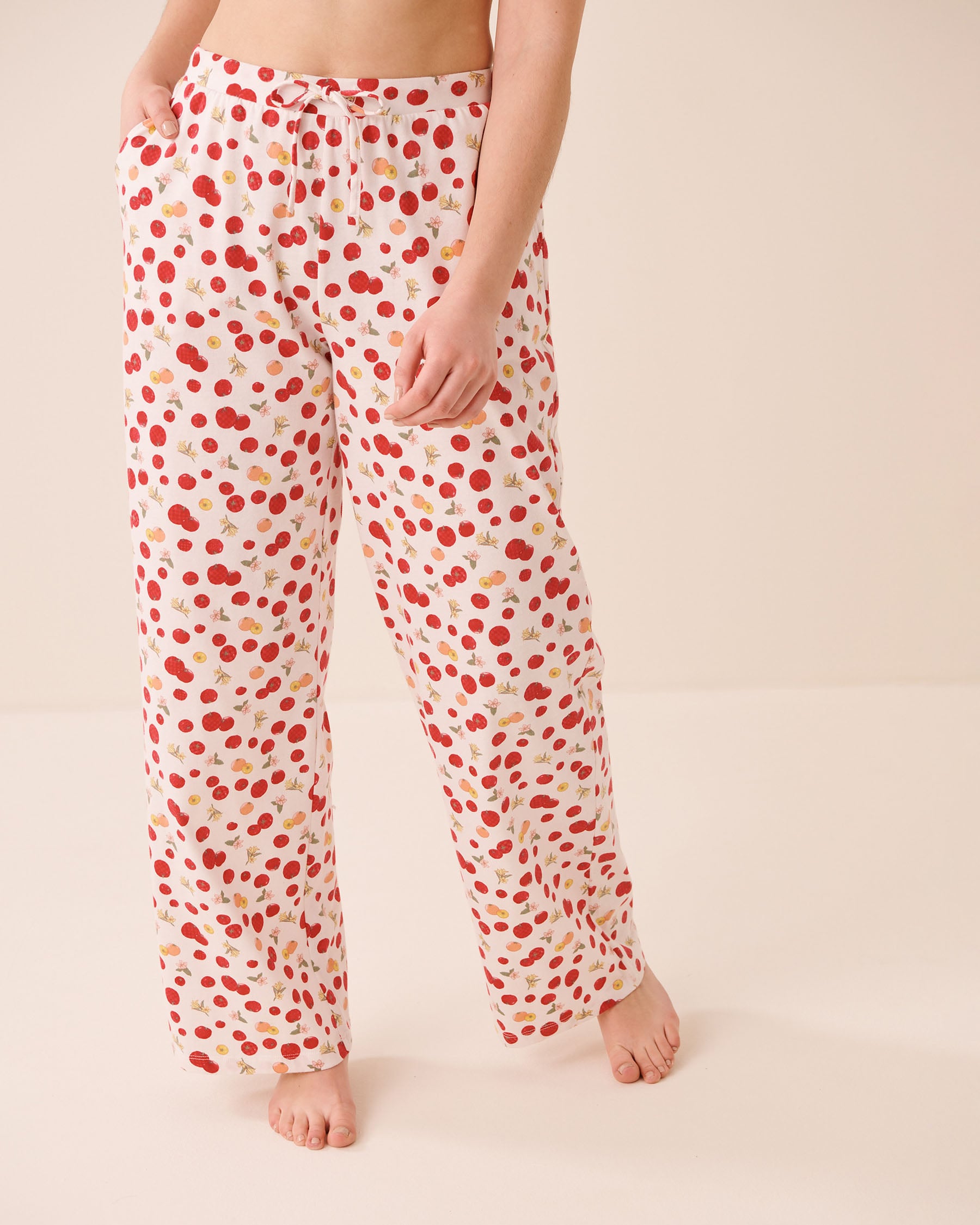 LA VIE EN ROSE Pantalon de pyjama en coton imprimé tomates Blanc/Tomates 40200878 - View1